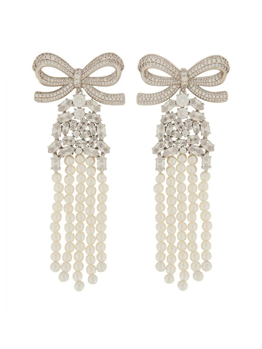 Self-Portrait Drop Earrings With Bow - 1