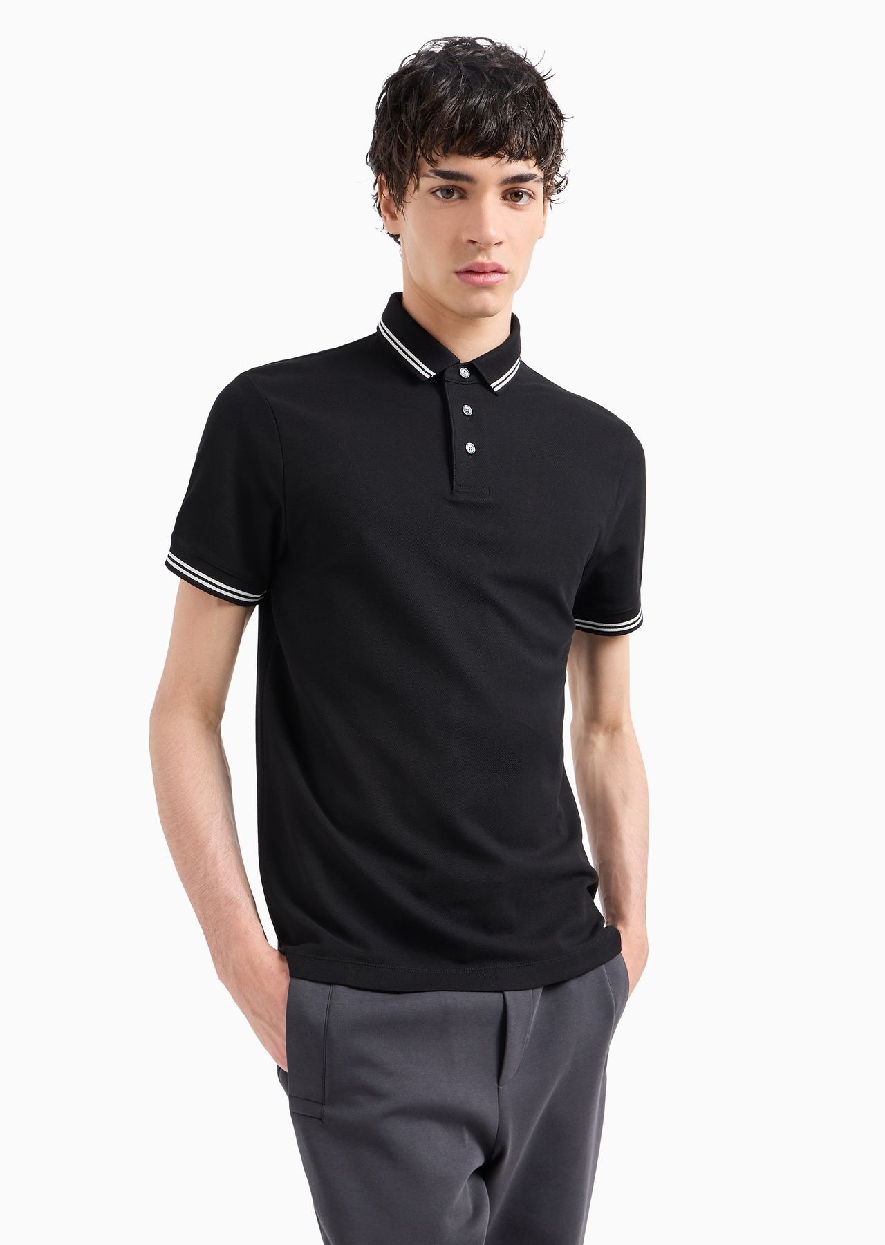 Jersey polo shirt with placed logo - 2