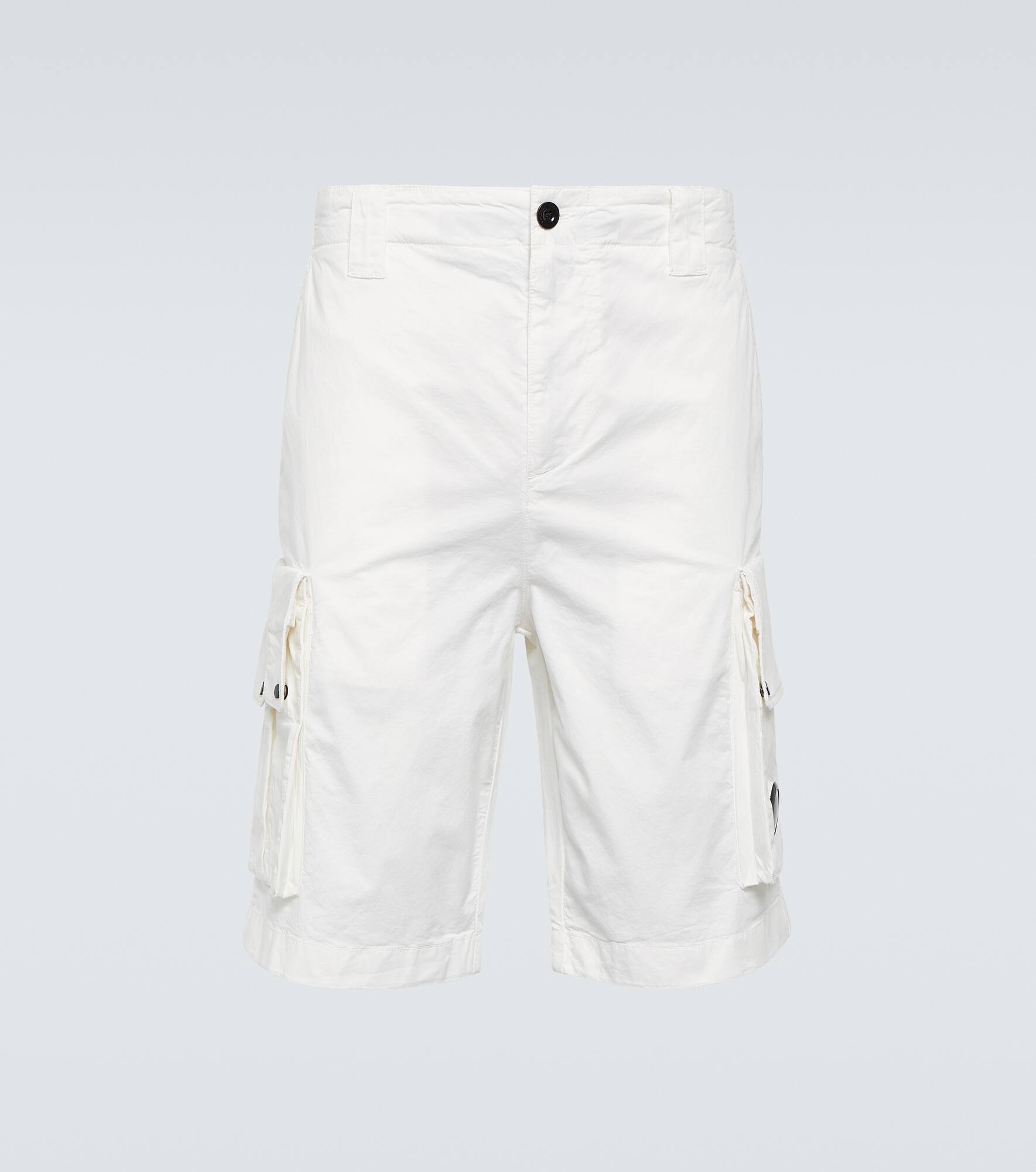 Cotton-blend twill cargo shorts - 1