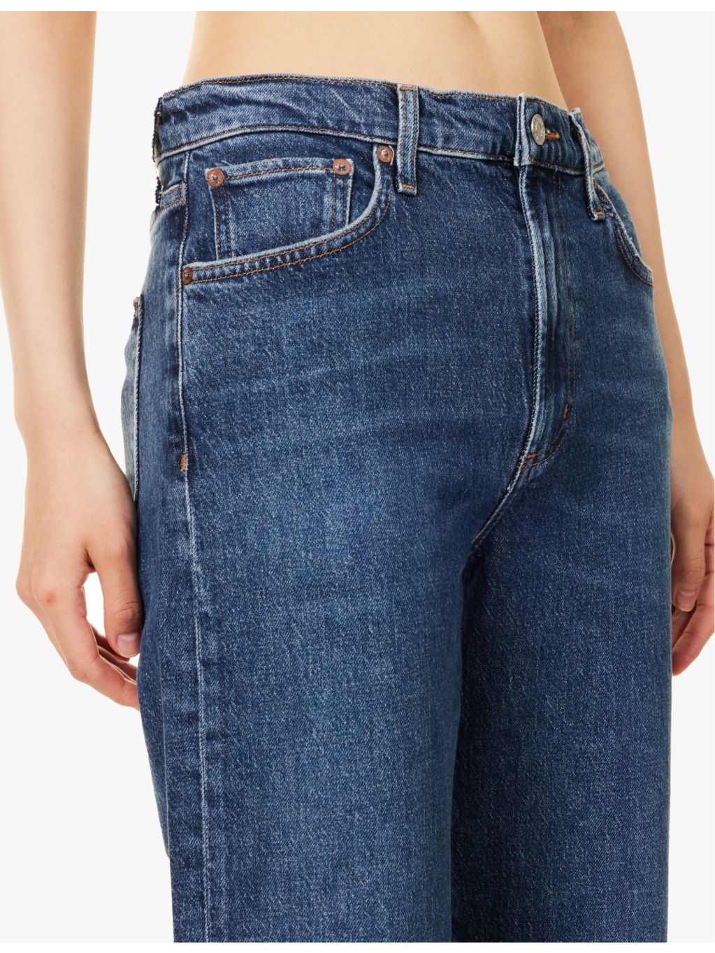 Harper branded-hardware straight-leg mid-rise jeans - 5
