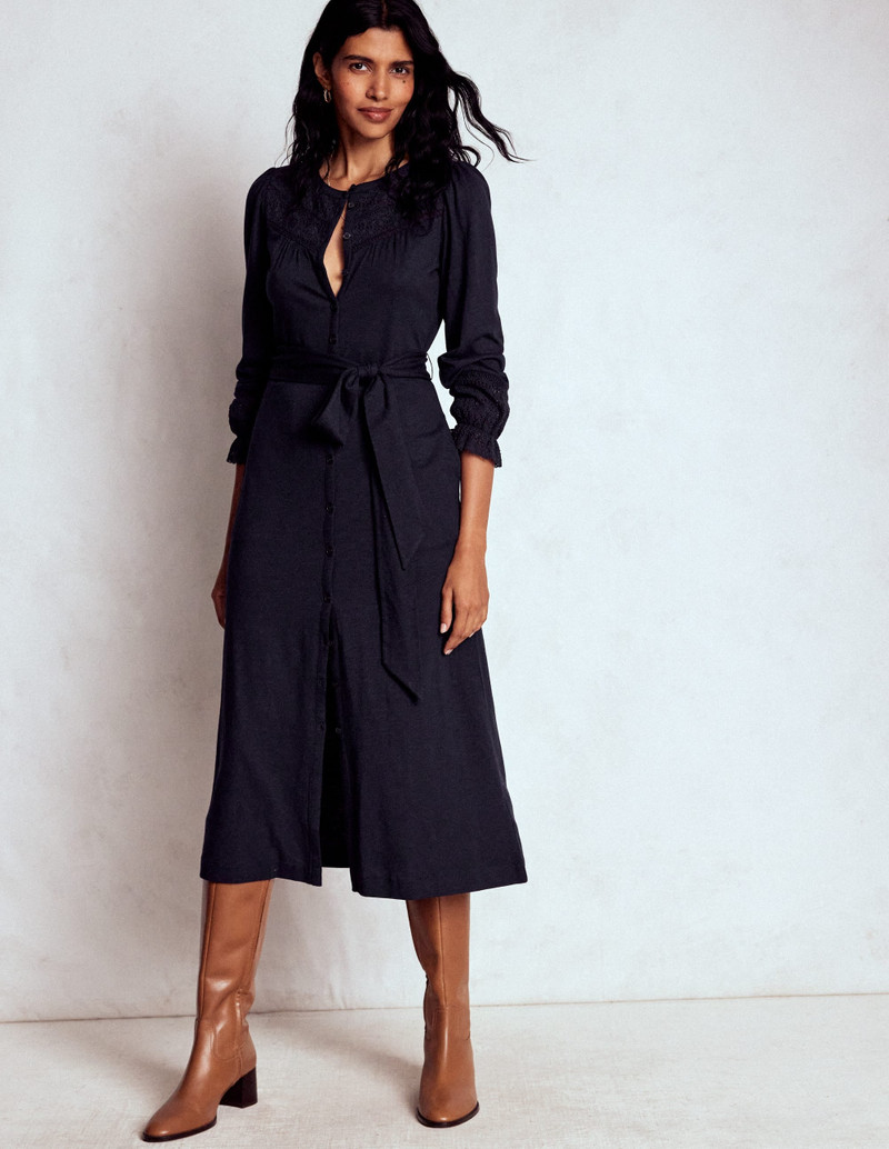 Pippa Broderie Jersey Dress-Navy 5
