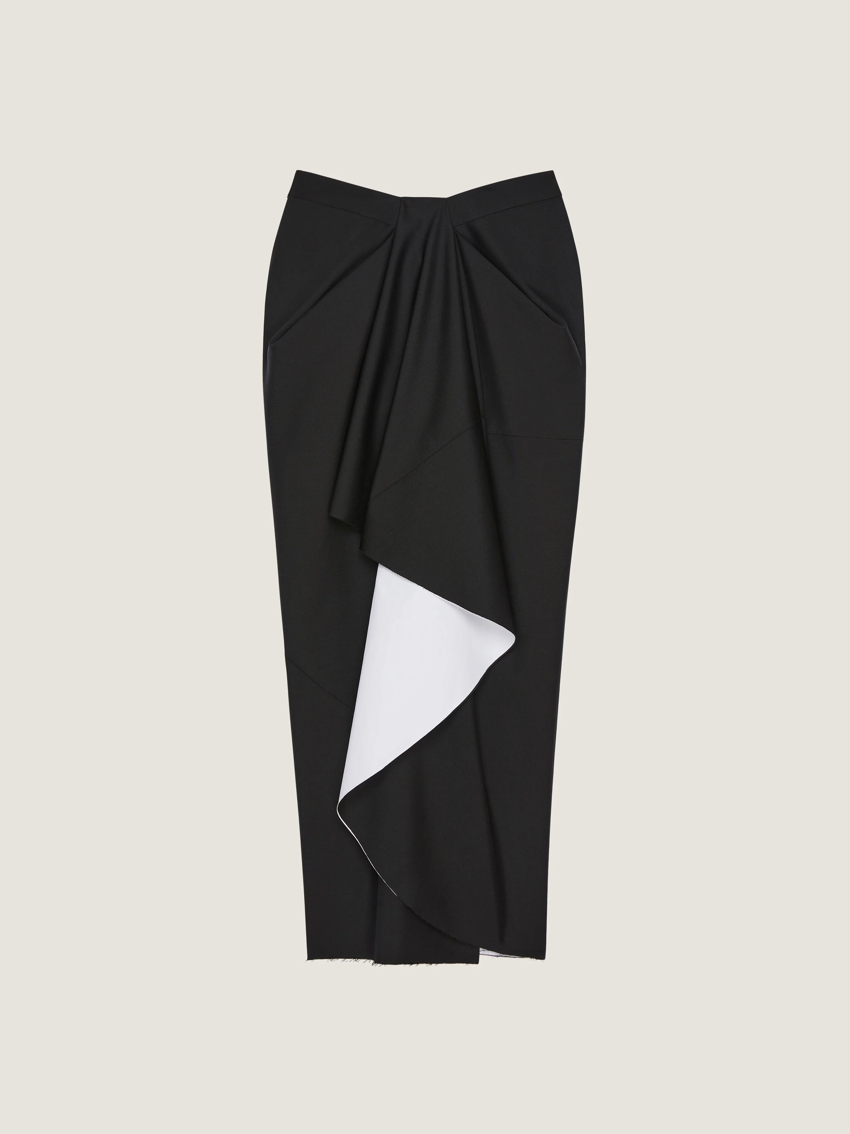 WRAPPED MIDI SKIRT IN BONDED WOOL AND MOHAIR - 1