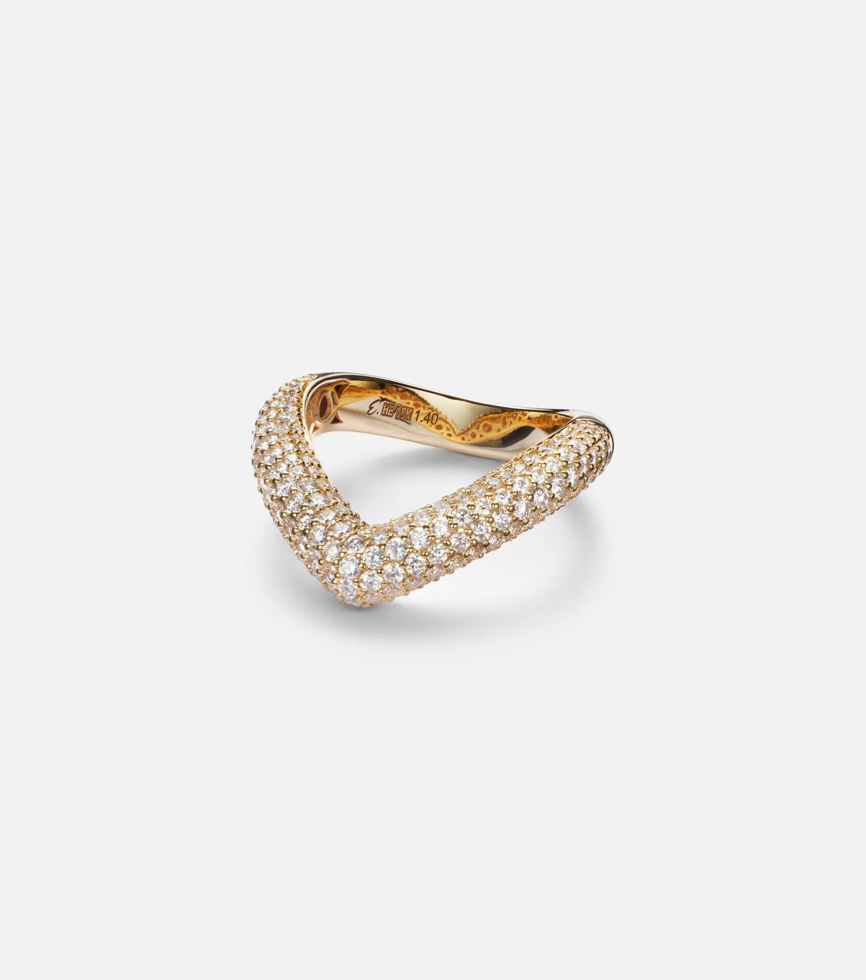 Drop Link Medium 18kt gold ring with diamonds - 1