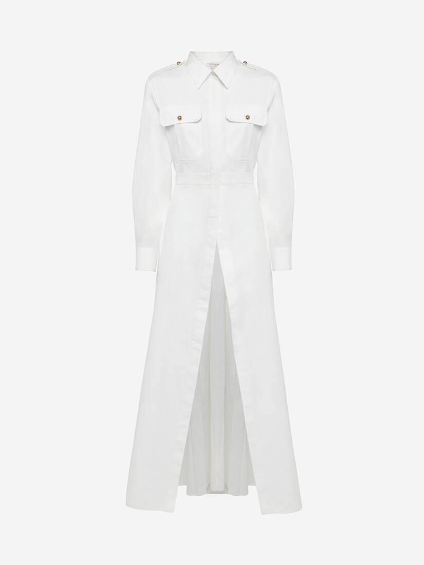 Women's Cutaway Military Shirt in Optic White - 1