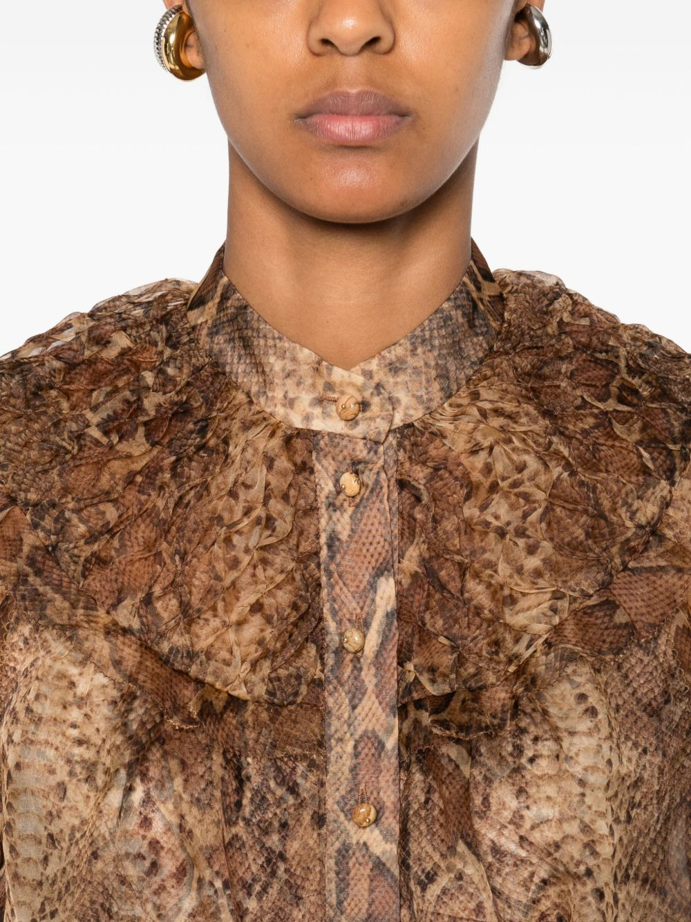 ruffle-trimmed silk shirt - 5