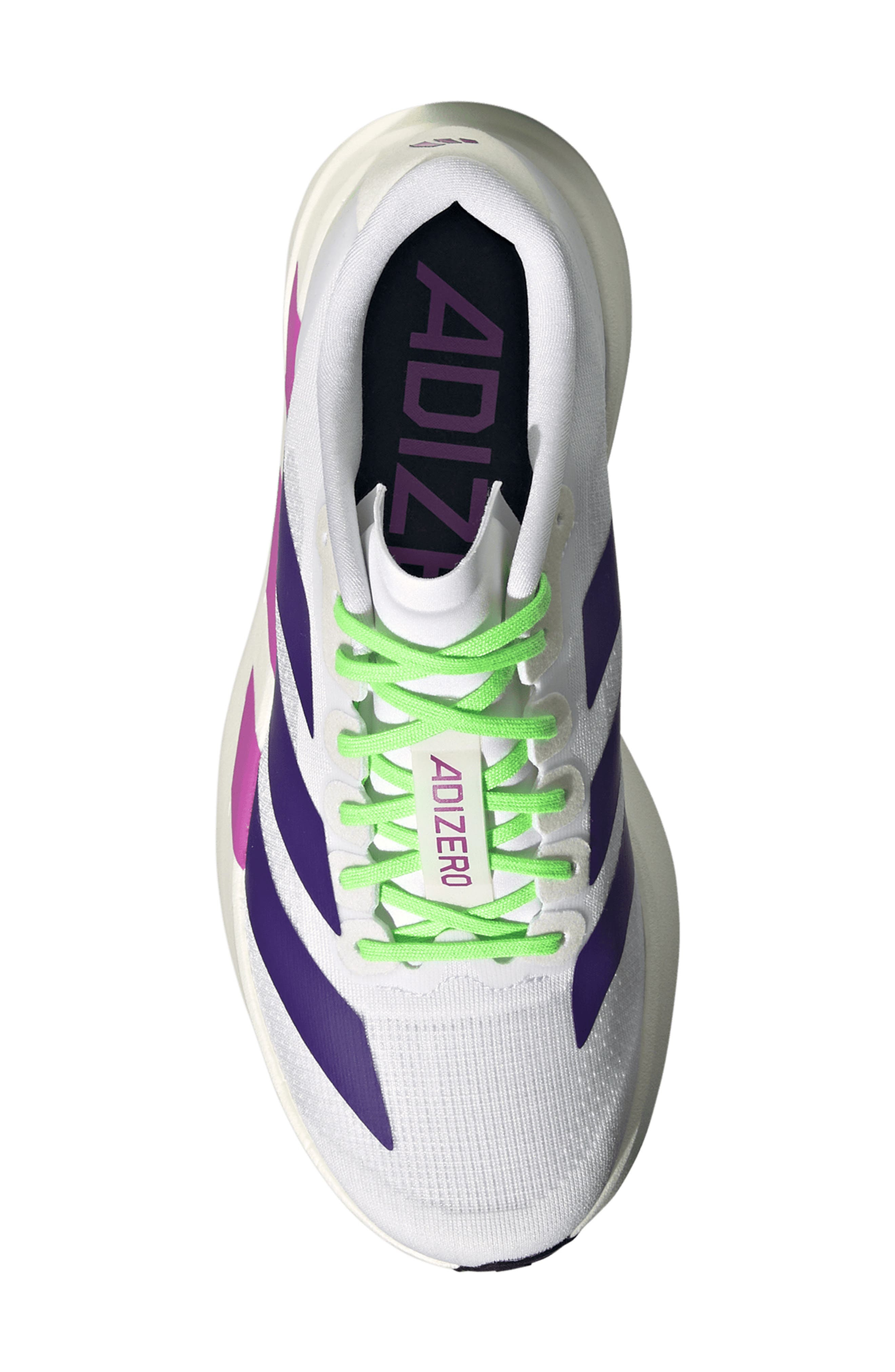 adidas Adizero Evo SL Running Shoe in White/Purple/Purple at Nordstrom - 4