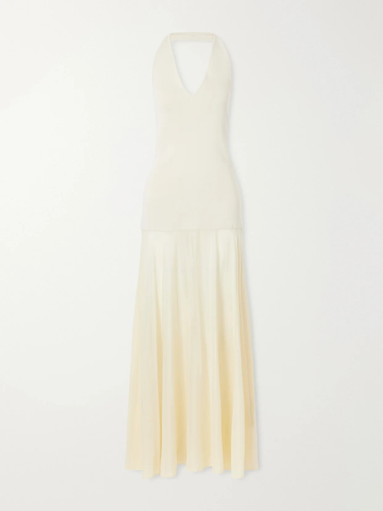 Circle Mesh And Crepe Halterneck Maxi Dress - 1