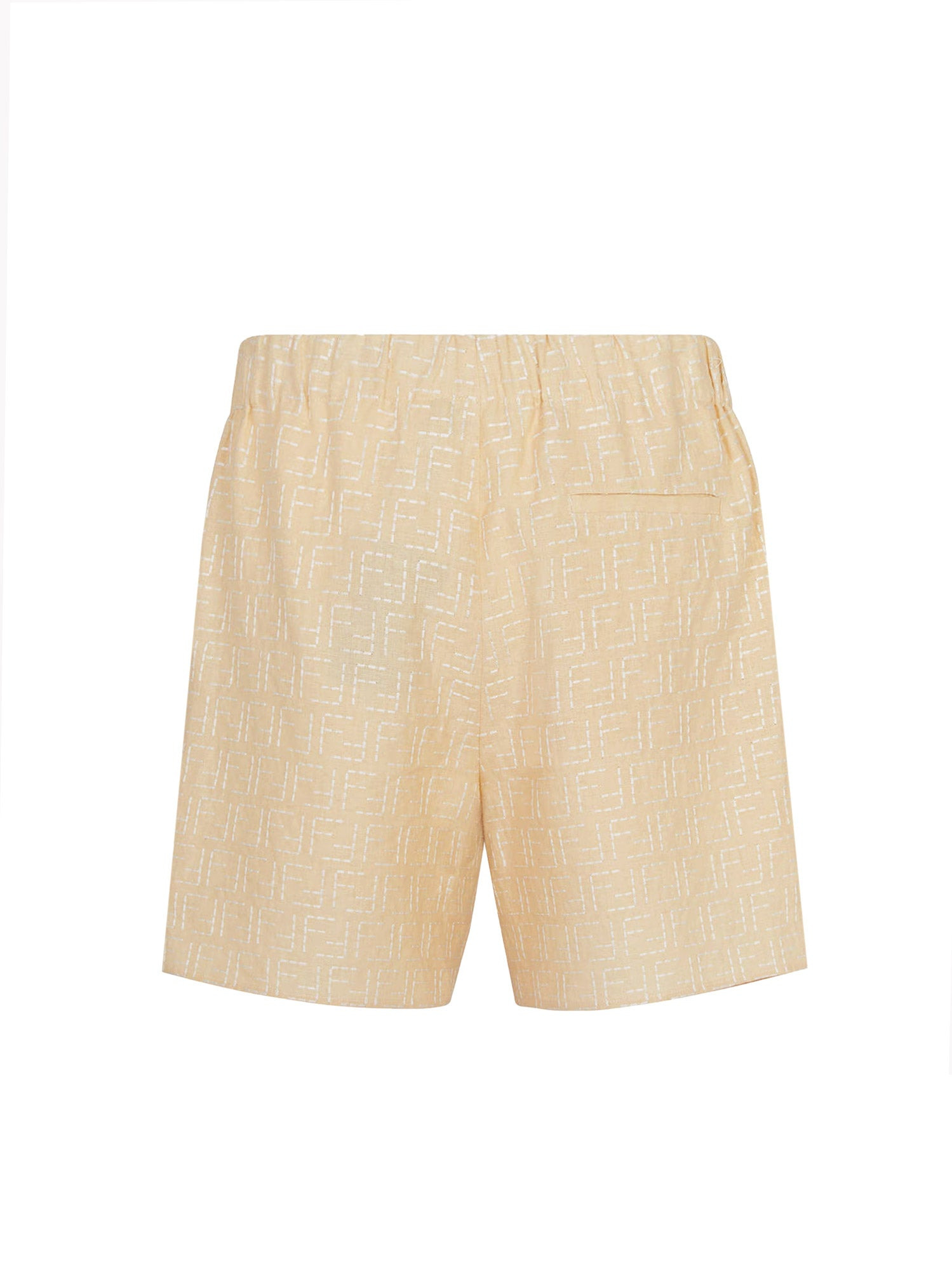 Jacquard Linen And Cotton Bermuda Shorts With All-Over Ff Motif - 2