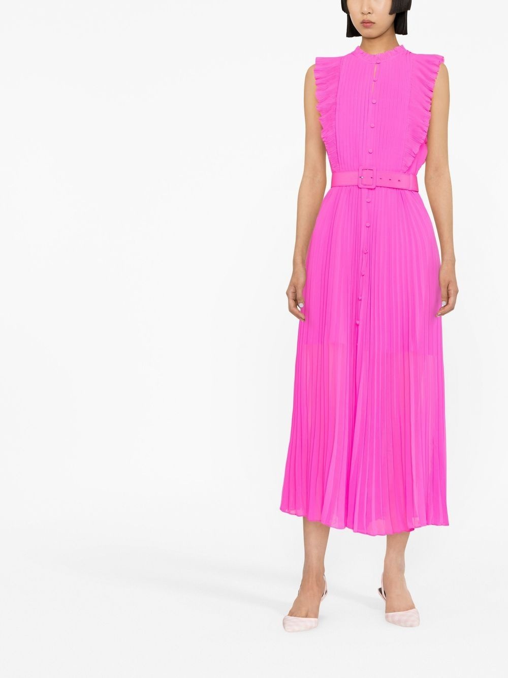 sleeveless pleated chiffon dress - 2