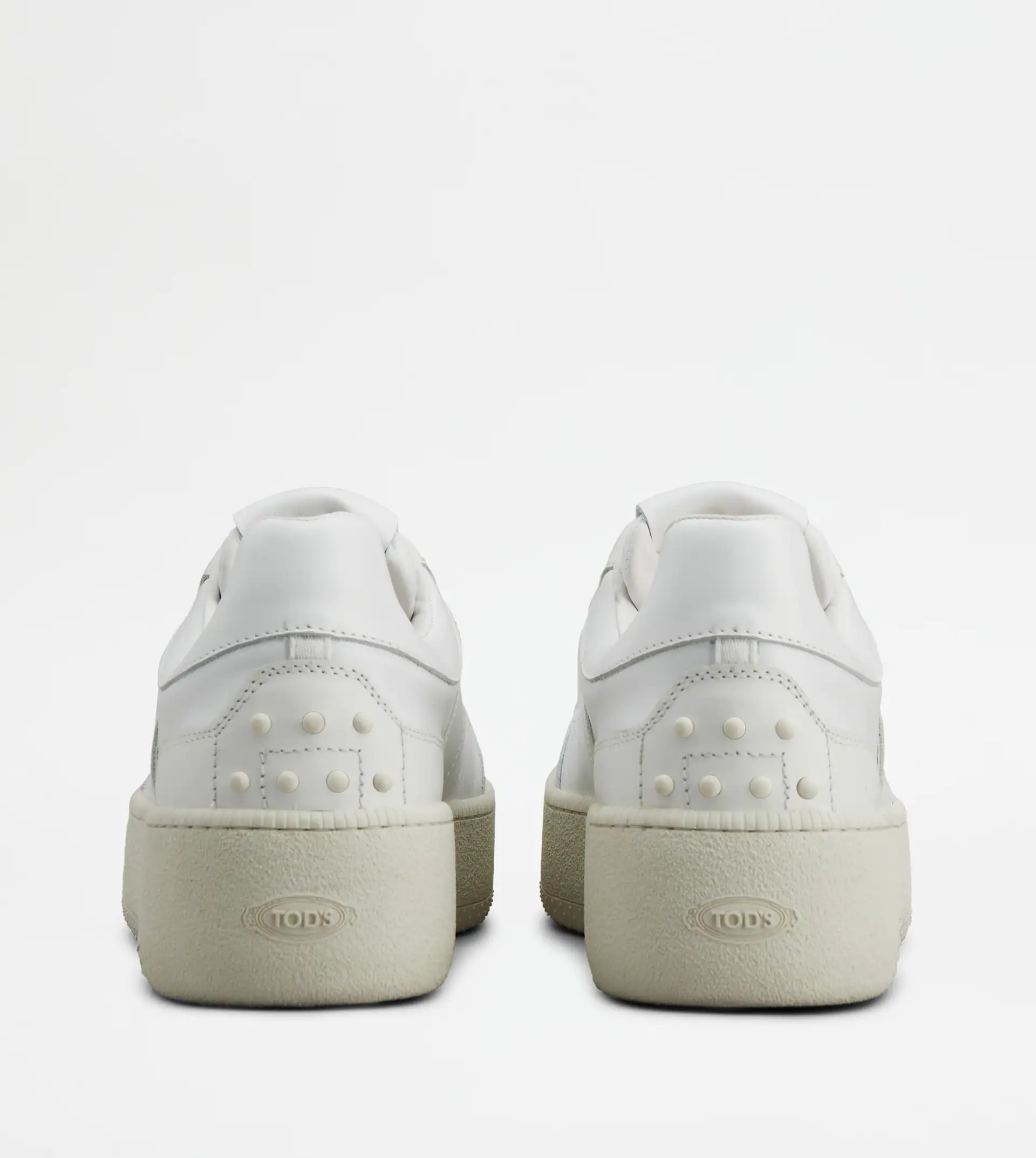 PLATFORM SNEAKERS IN LEATHER - WHITE - 2