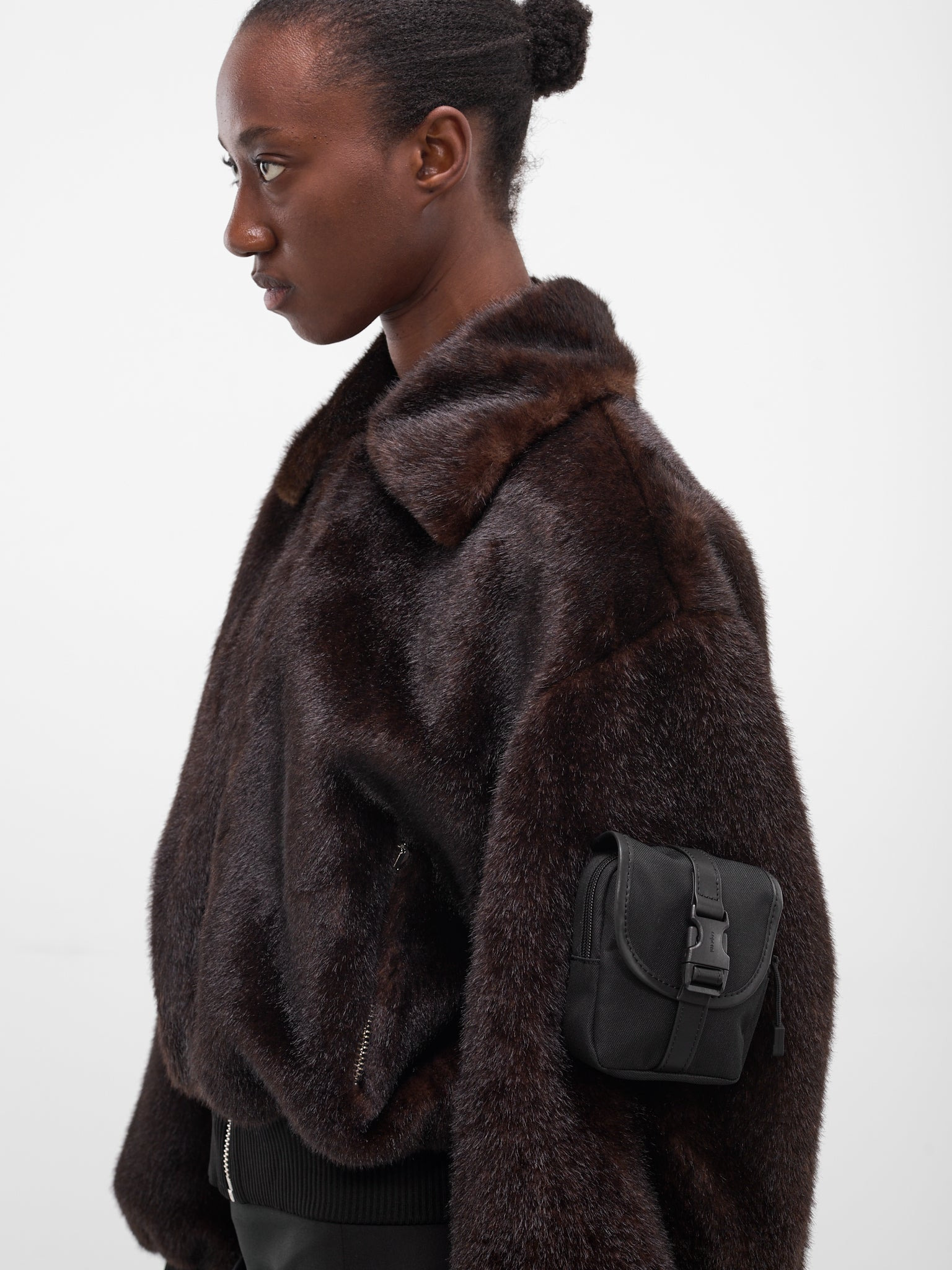 Brown Vegan Fur Bomber Jacket - 5