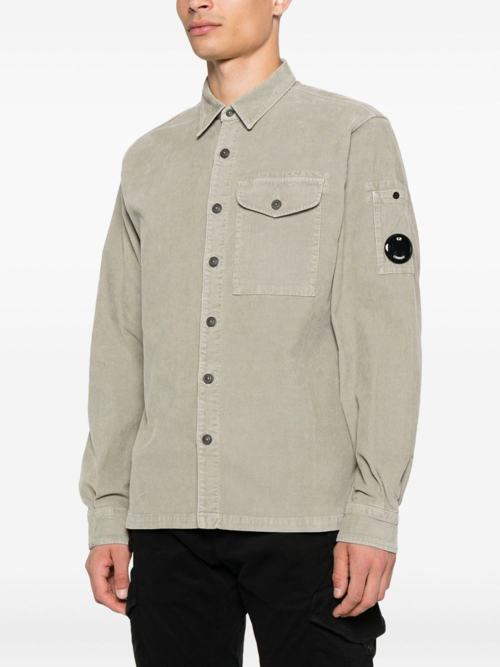 Lens-detail corduroy shirt - 3