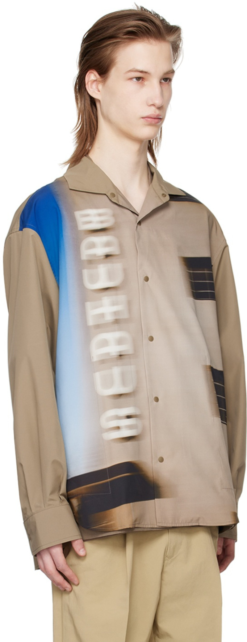 meanswhile Brown Feather Smooth Snap Shirt outlook