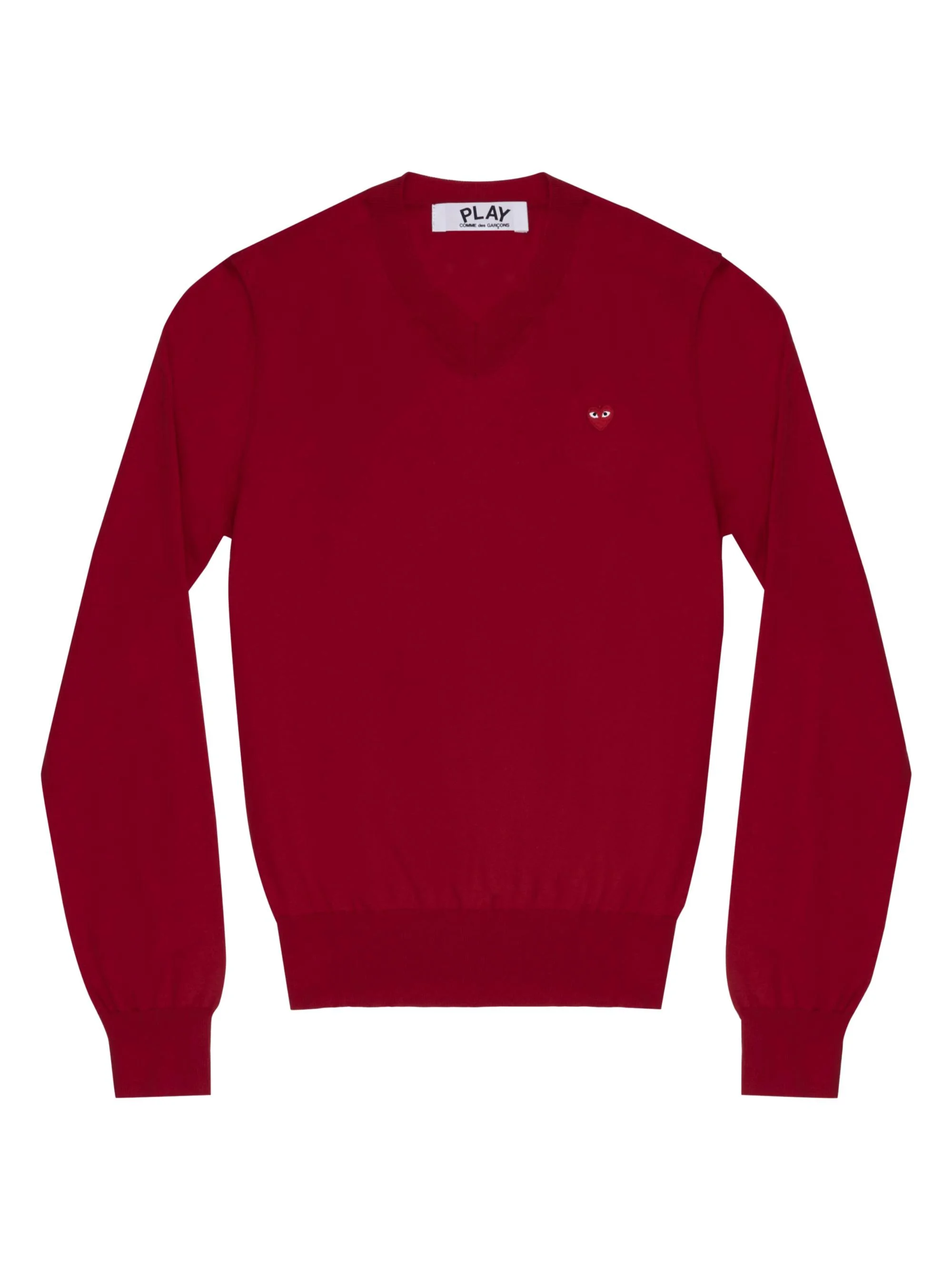Women's V-Neck Wool Heart Sweater - Red - 1