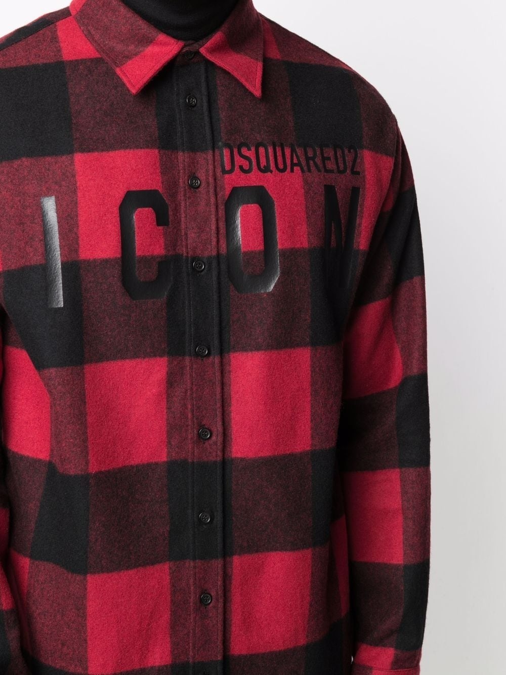 plaid-check logo-print shirt - 5