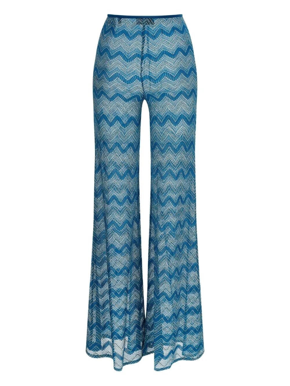 Flare Cover-Up Pants In `Zig Zag` Lamé Viscose - 2