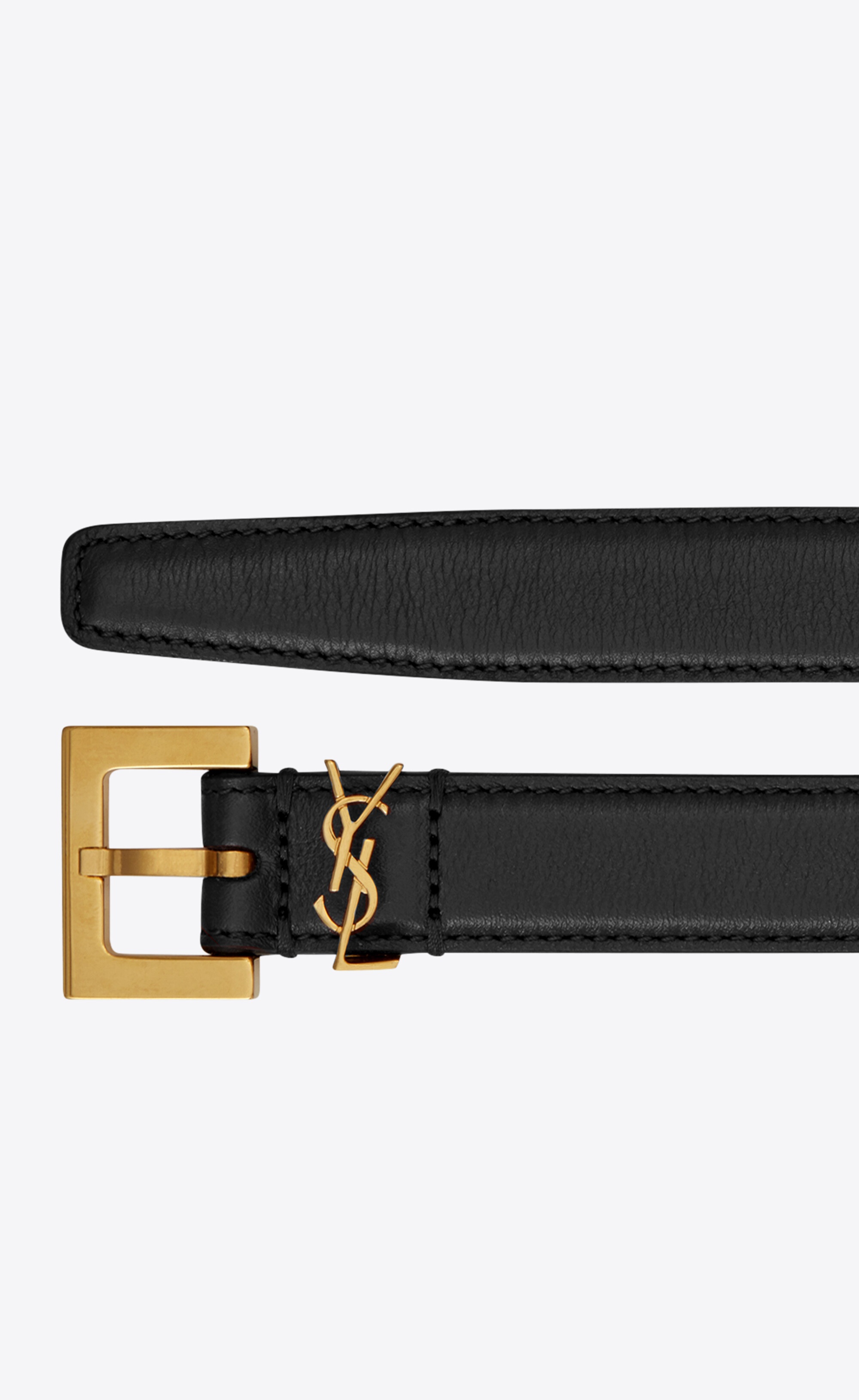 monogram narrow belt with square buckle in smooth leather - 2