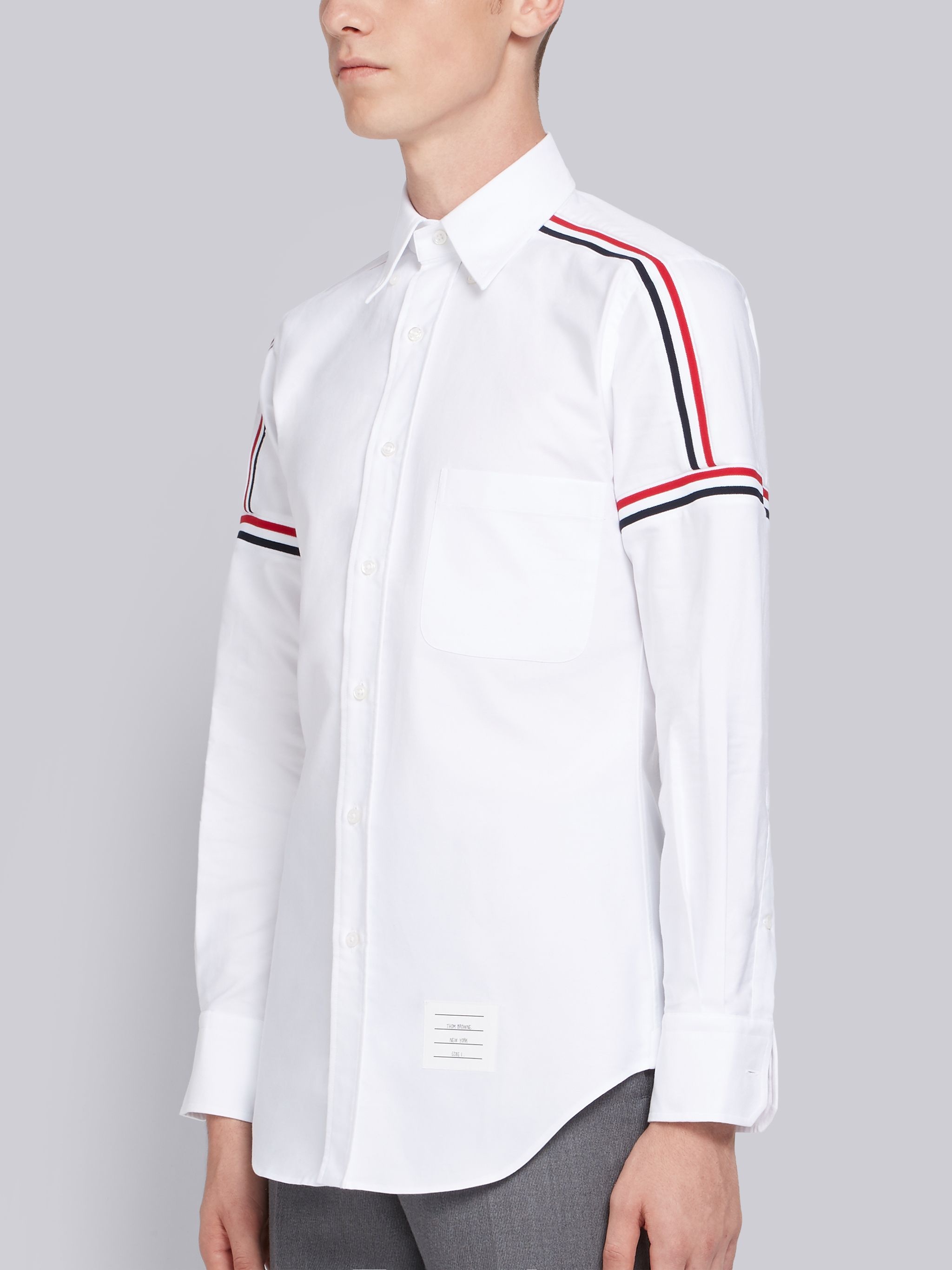 White Oxford Striped Elastic Seam Shirt - 2