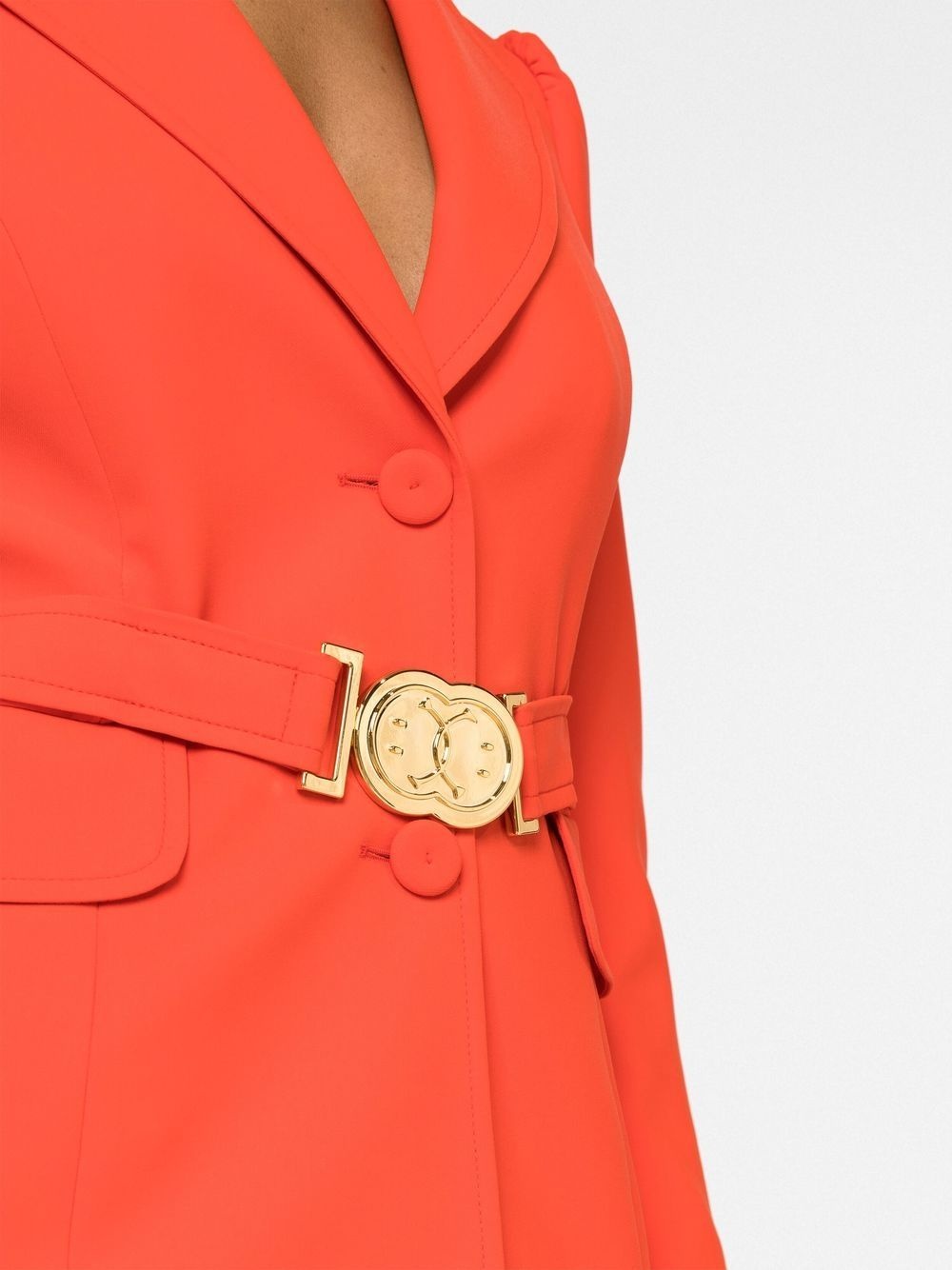 logo-plaque belted blazer - 3