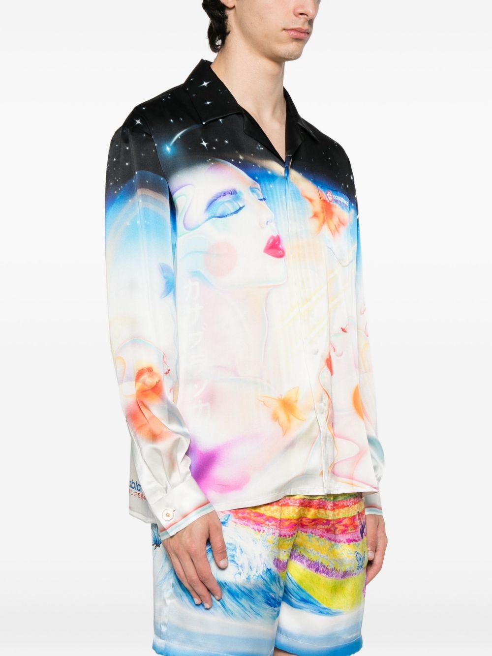 celestial-print silk shirt - 3