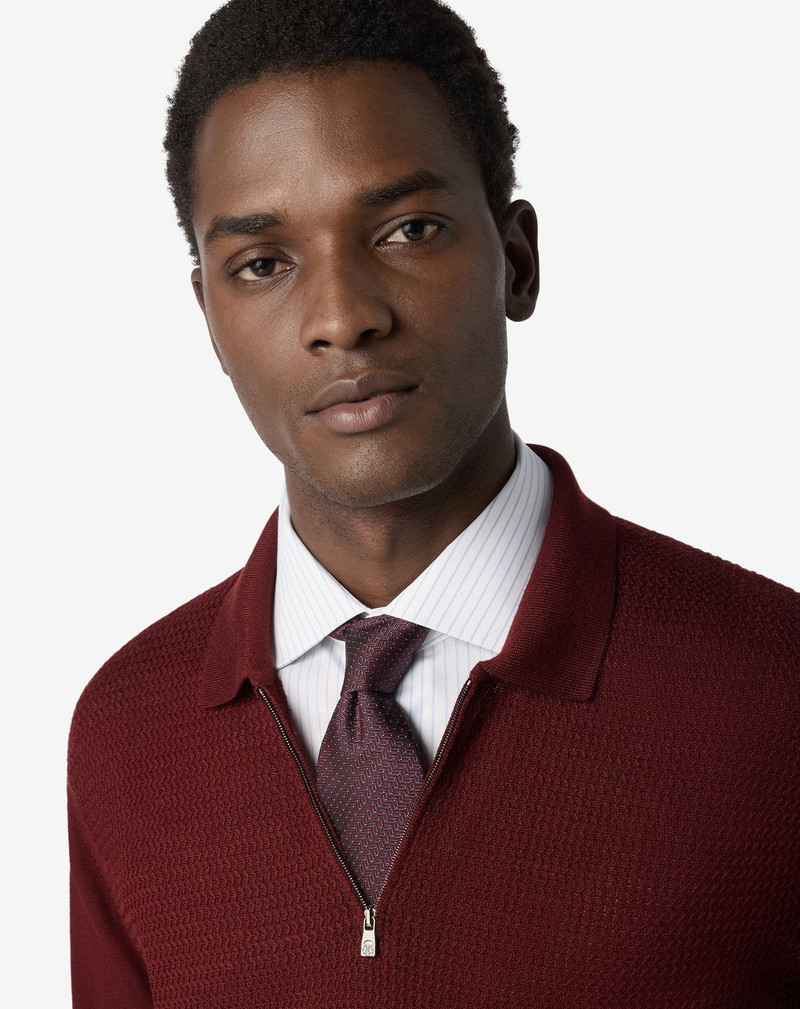 CORNELIANI Burgundy/Blue pure silk tie outlook