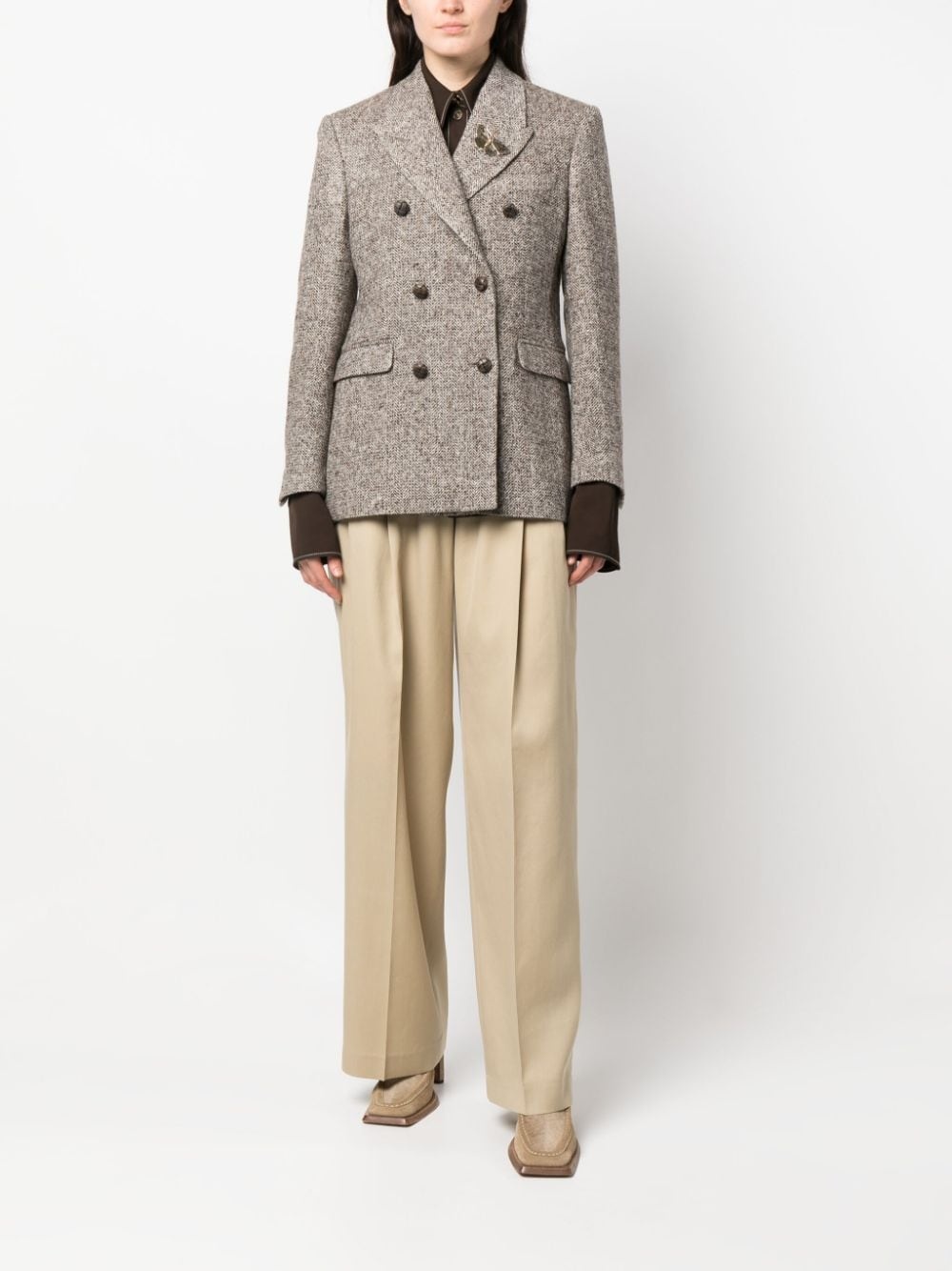 double-breasted herringbone-pattern jacket - 2