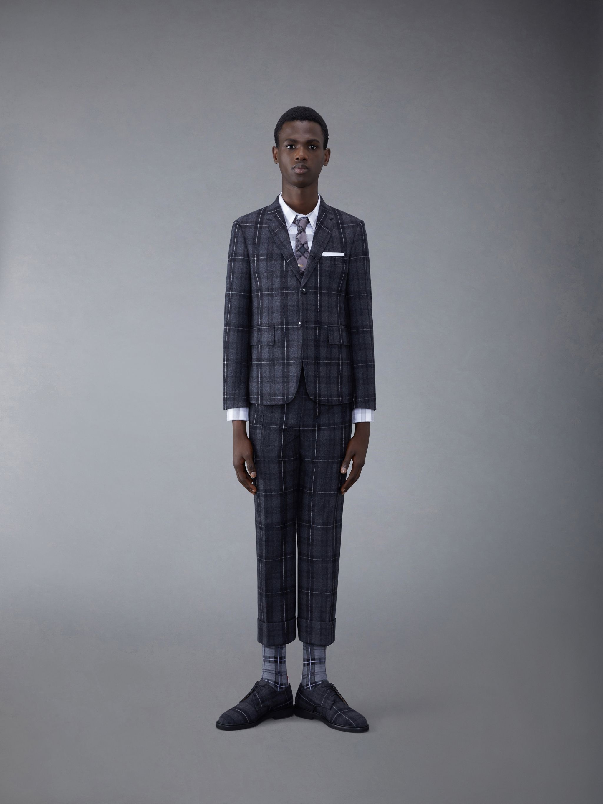 Thom Browne Tartan Flannel Classic Sport Coat | REVERSIBLE