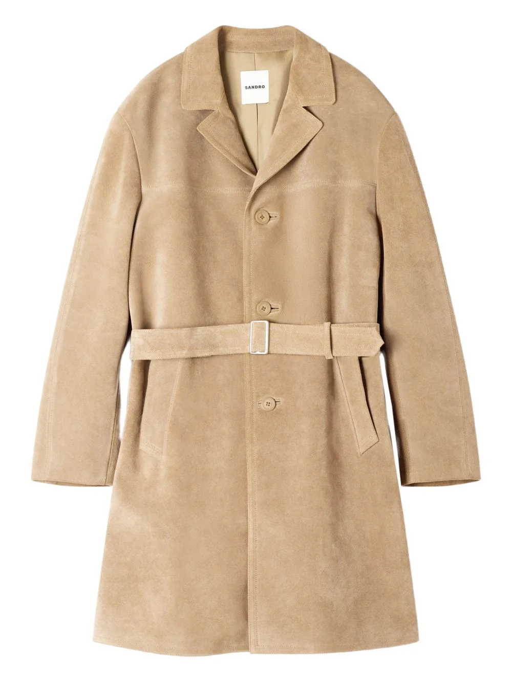 belted leather coat - 1