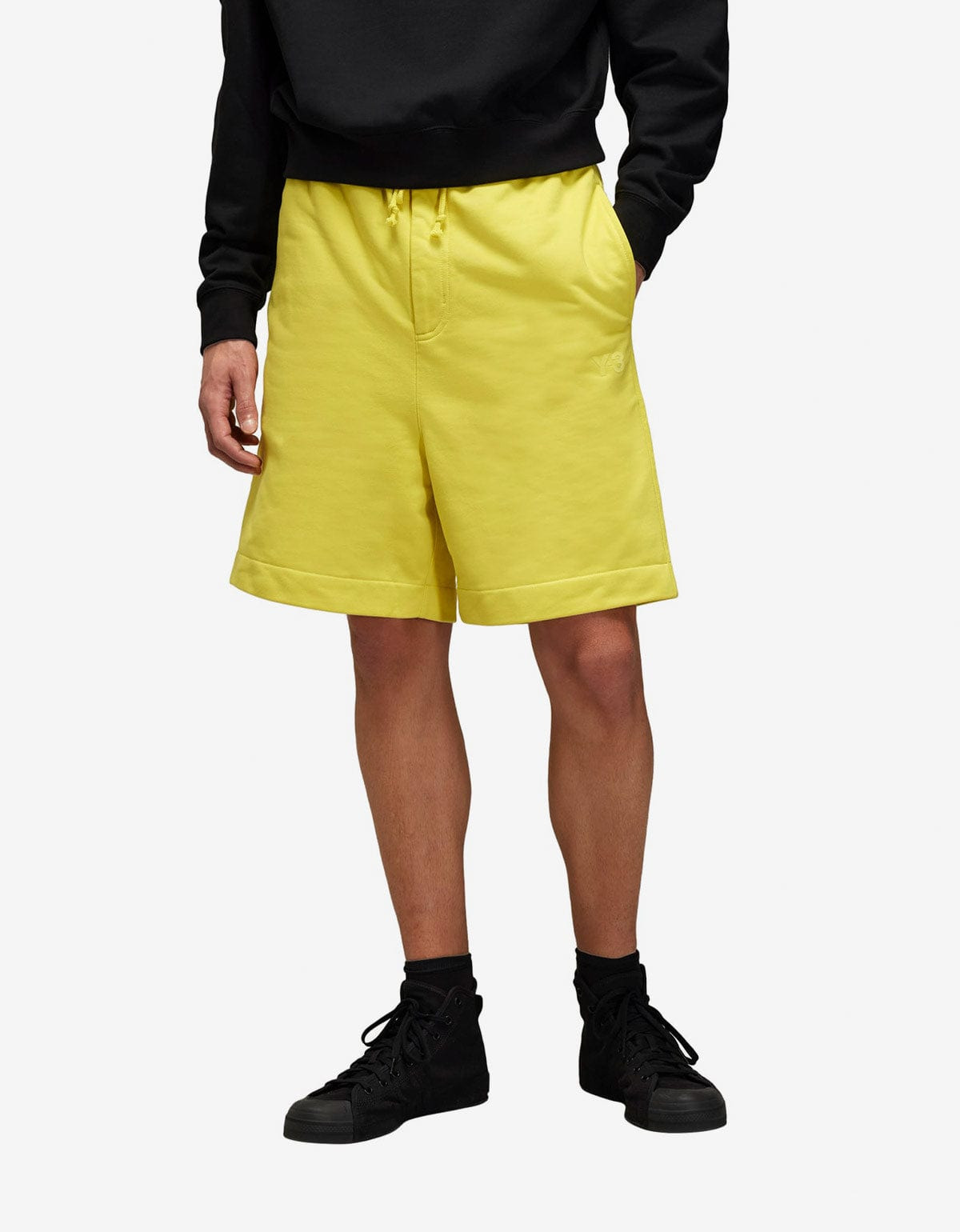 Y-3 Yellow Logo Sweat Shorts - 2