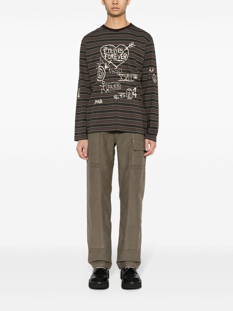 Étude graffiti-embroidered striped T-shirt outlook