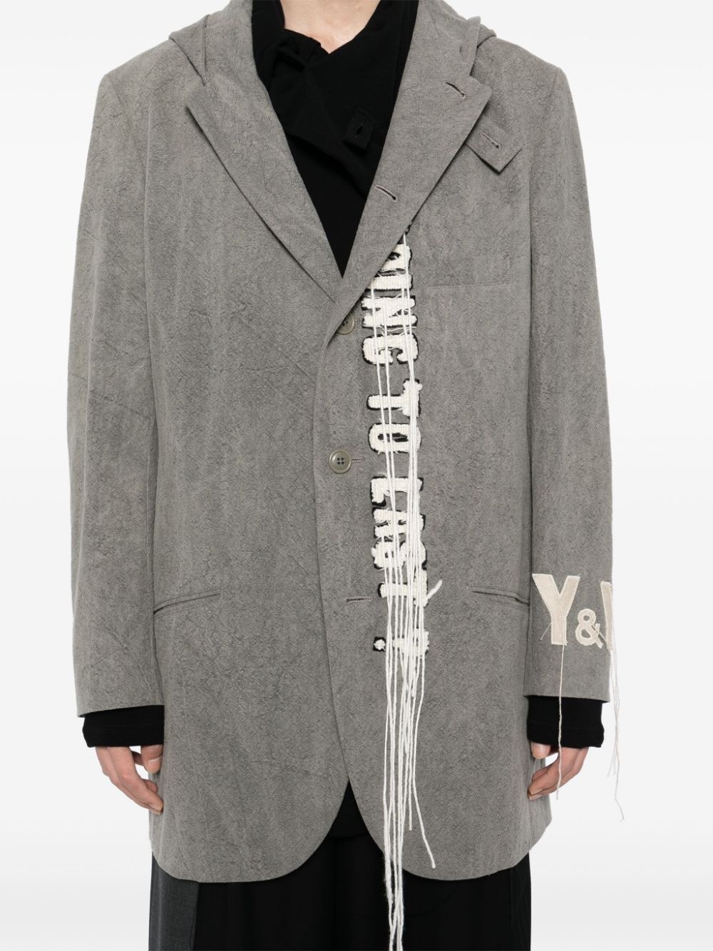 logo-print wool hooded jacket - 5