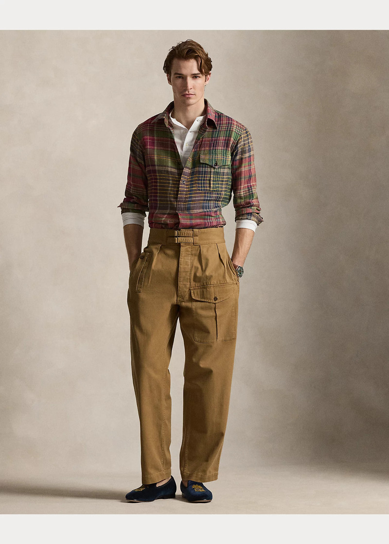 Classic Fit Plaid Linen Popover Shirt 3
