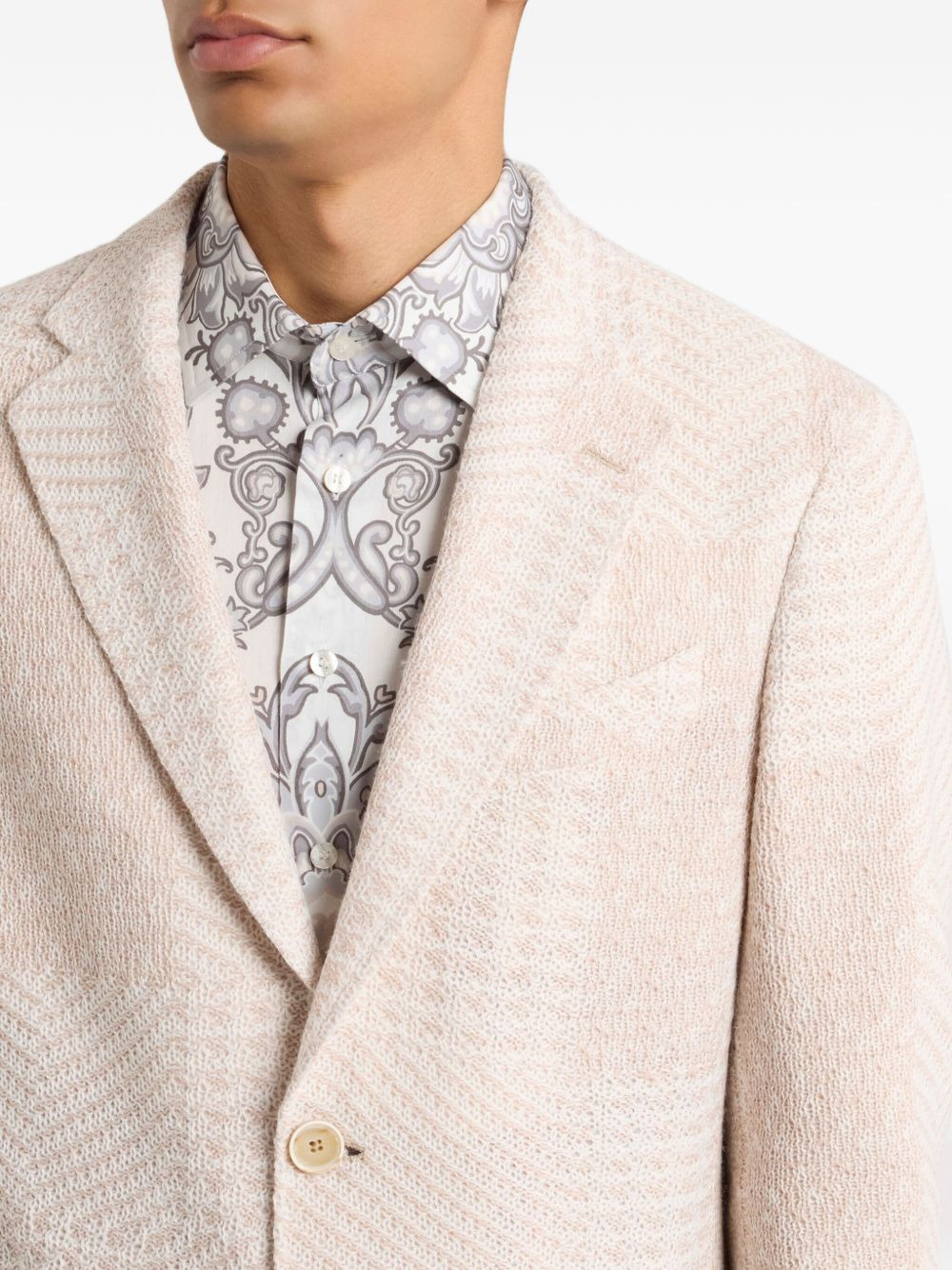 herringbone-pattern blazer - 4