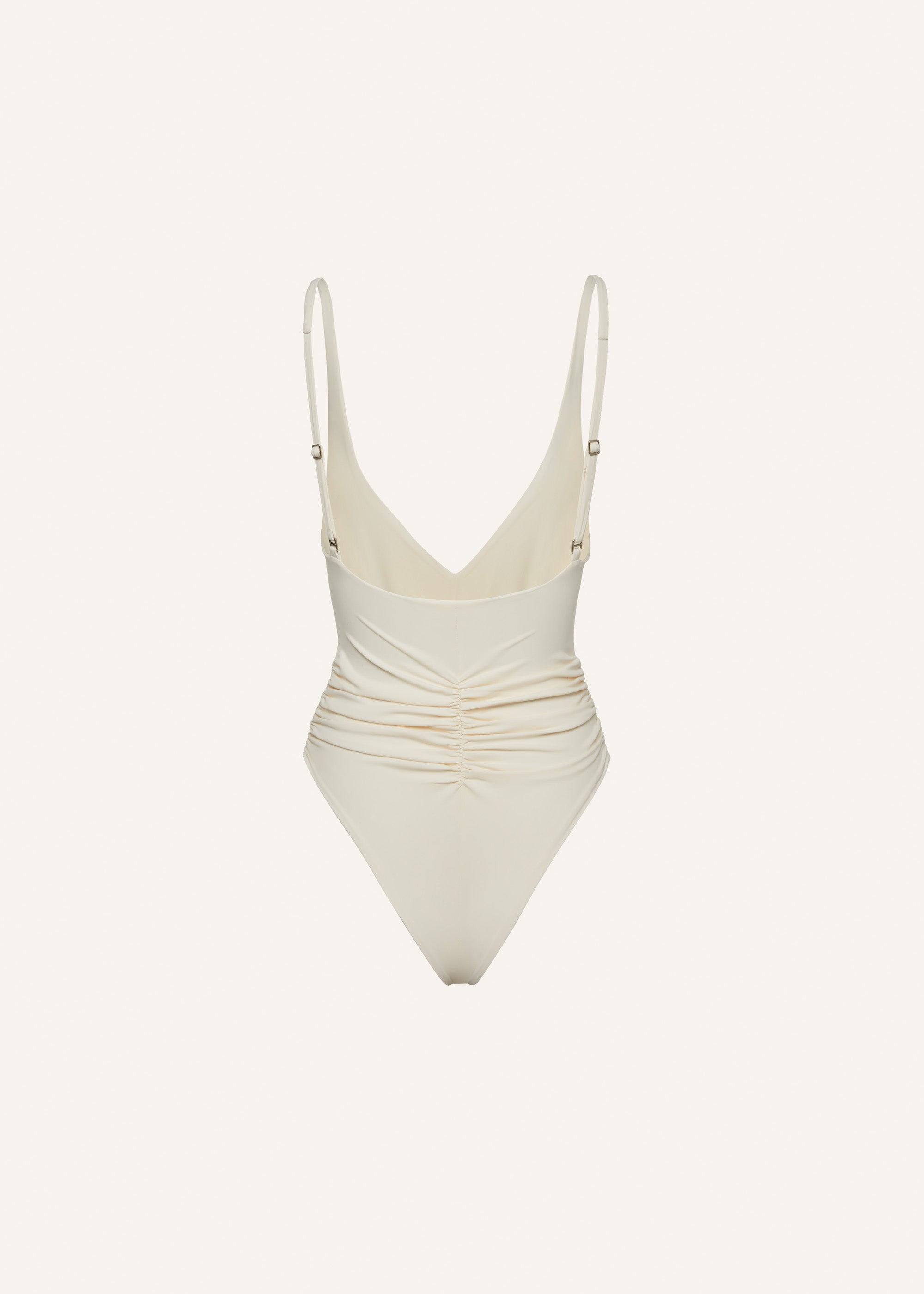Ruched flower swimsuit in cream - 2