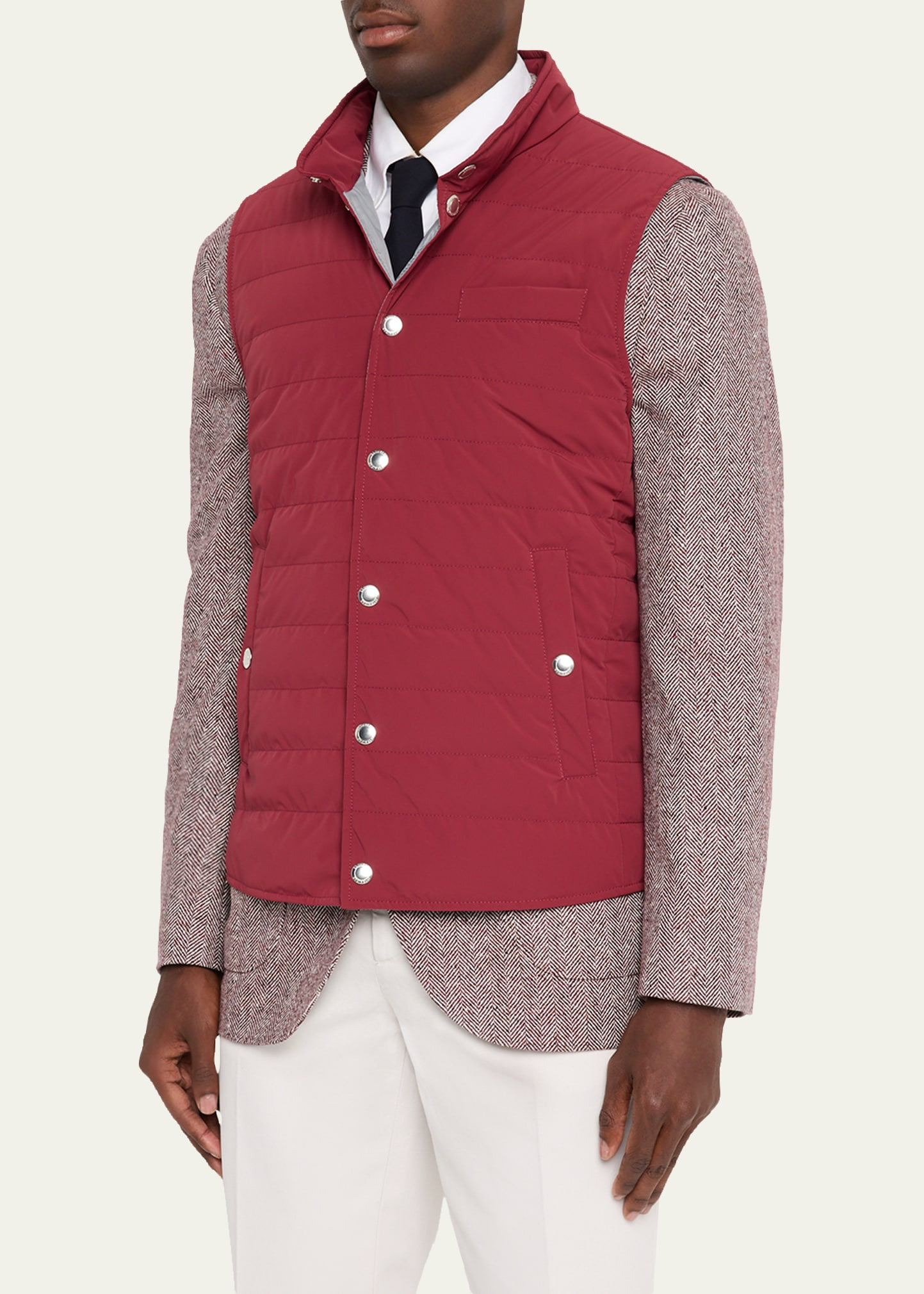 Men's Quilted Nylon Snap-Front Vest - 4