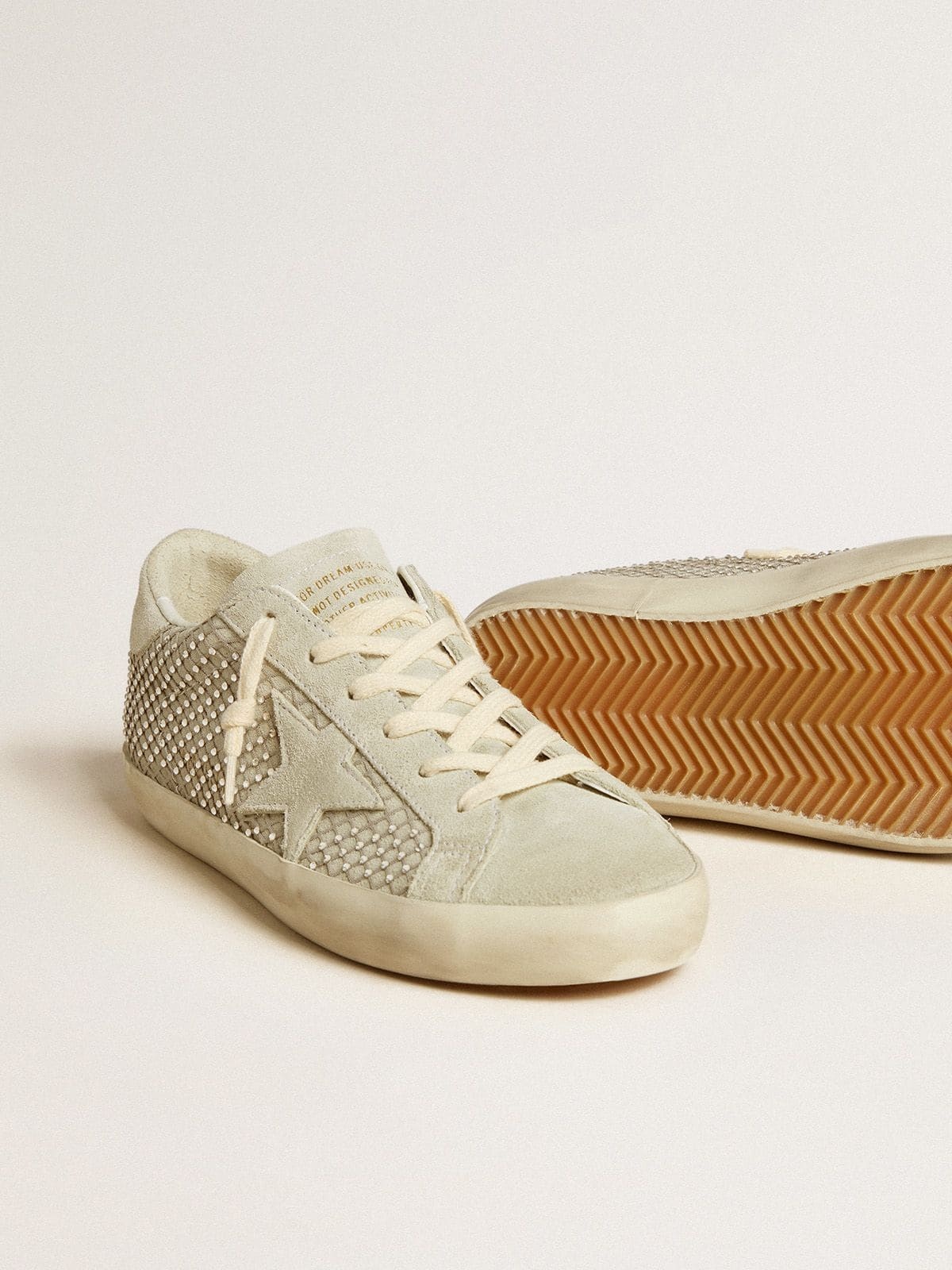 Super-Star with gray suede star and Swarovski crystal mesh - 3