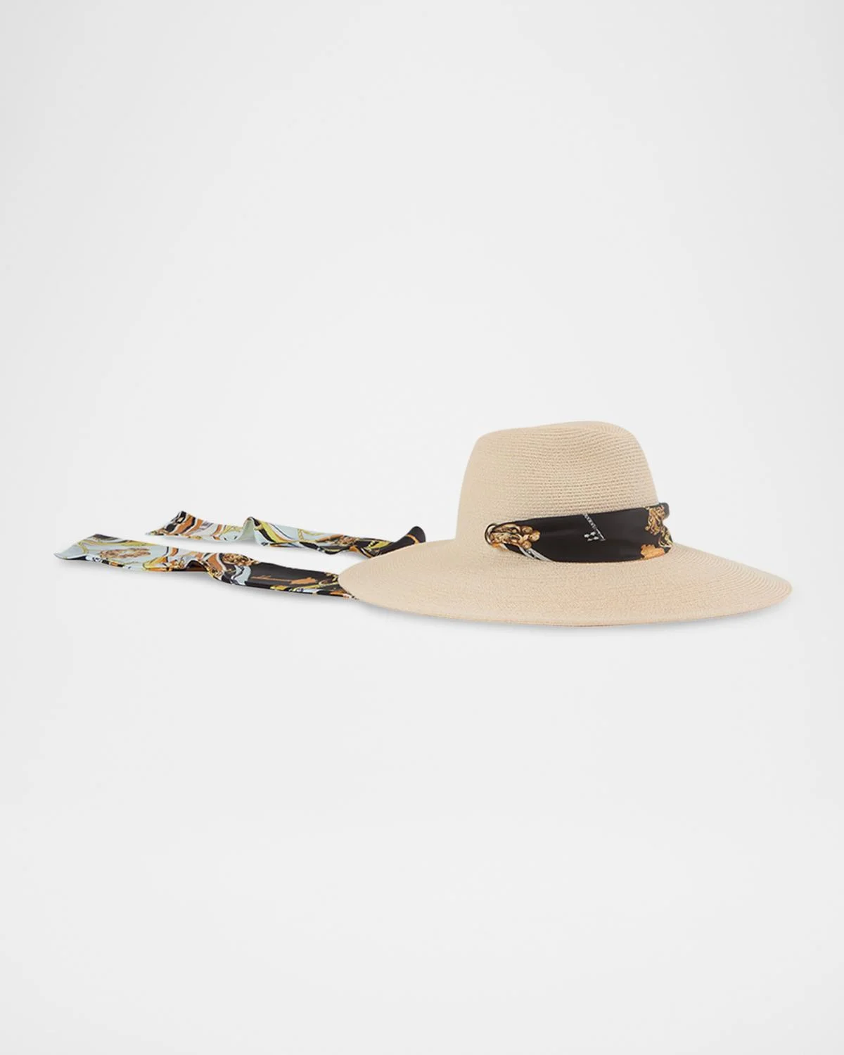 Cassidy Sun Hat with Satin Scarf - 1