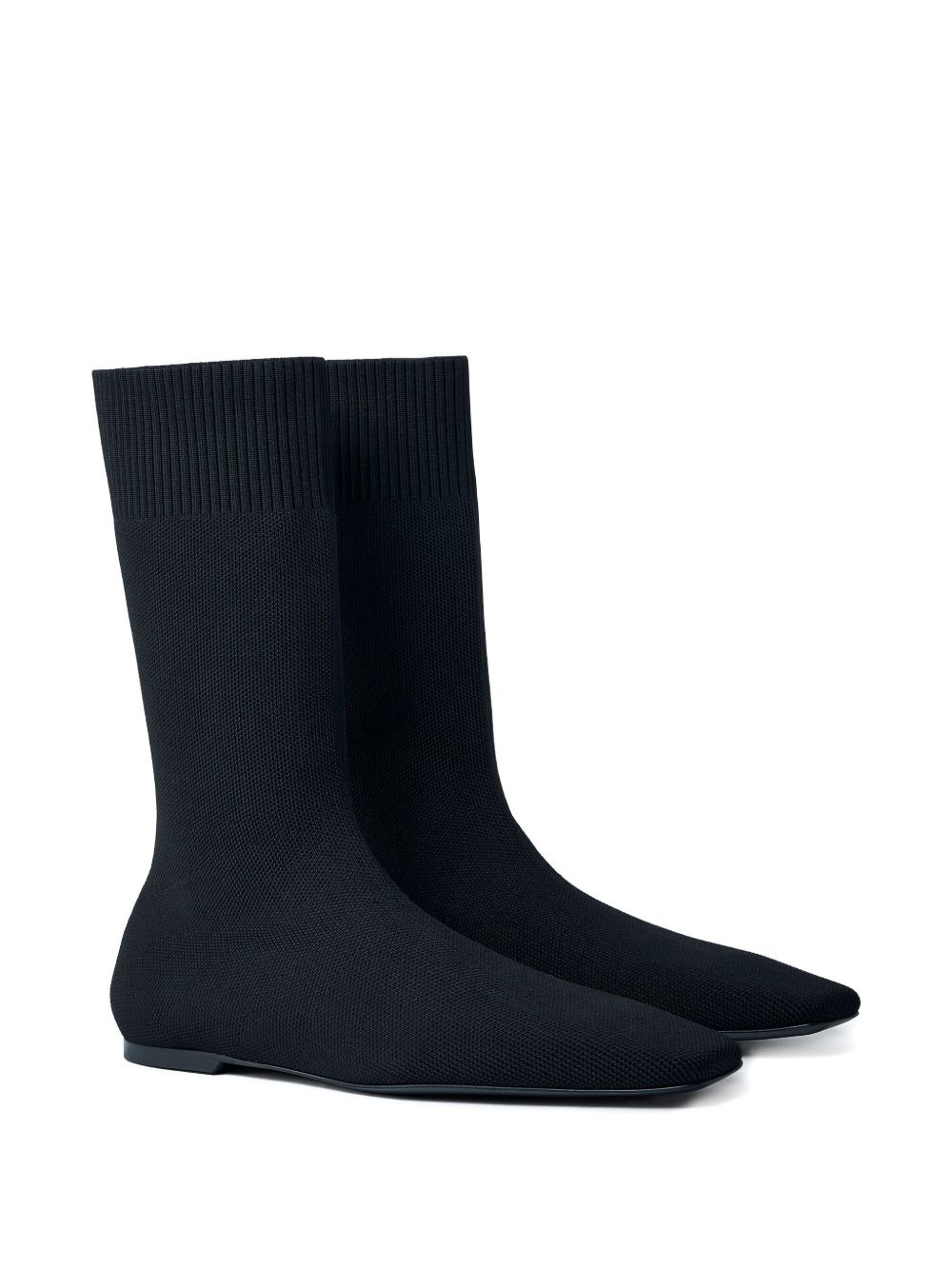 square-toe ribbed-knit boots - 2