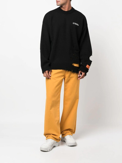 Heron Preston distressed logo-patch jumper outlook