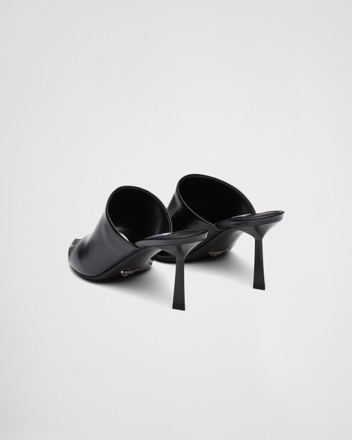 Brushed leather high-heel slides - 5