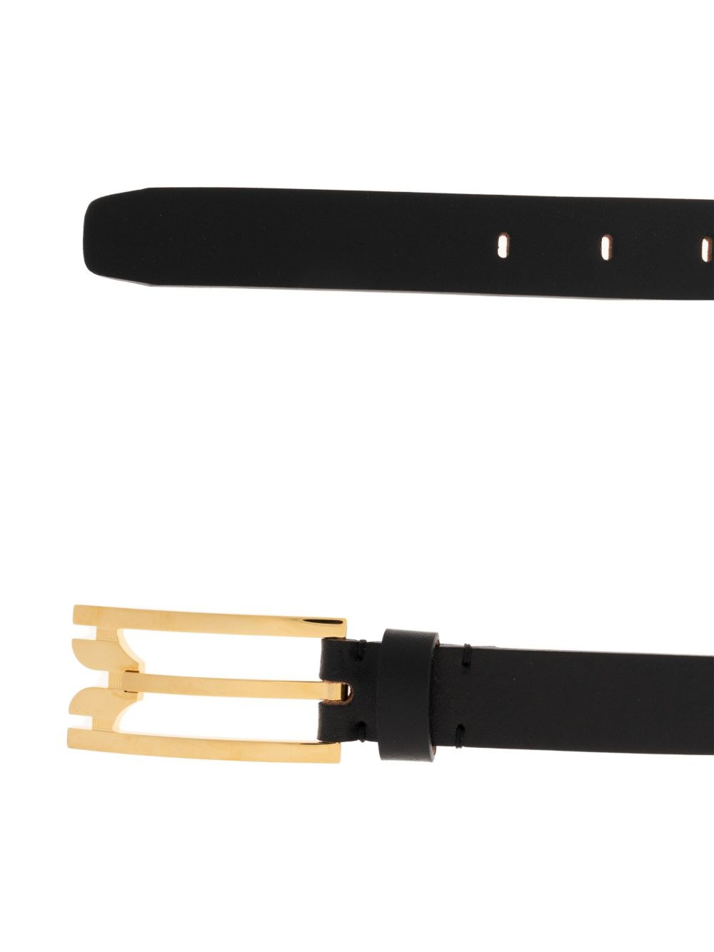 wide-buckle leather belt - 3