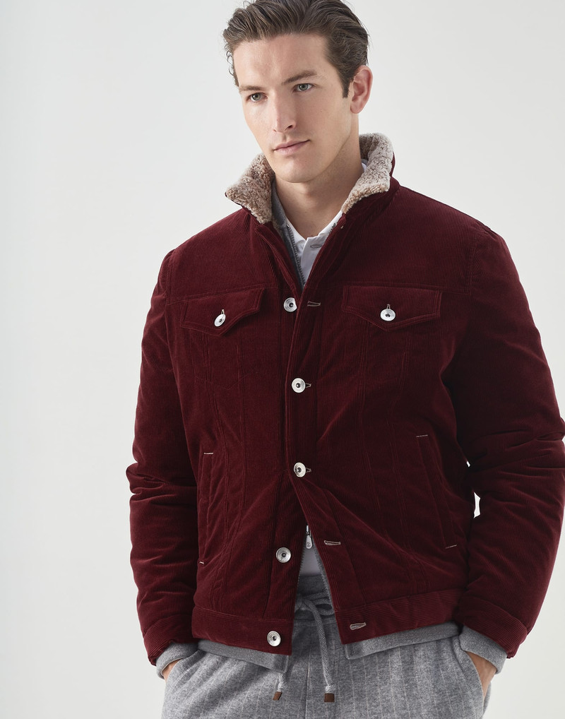 Comfort cotton and cashmere corduroy four-pocket jacket with shearling lining 1