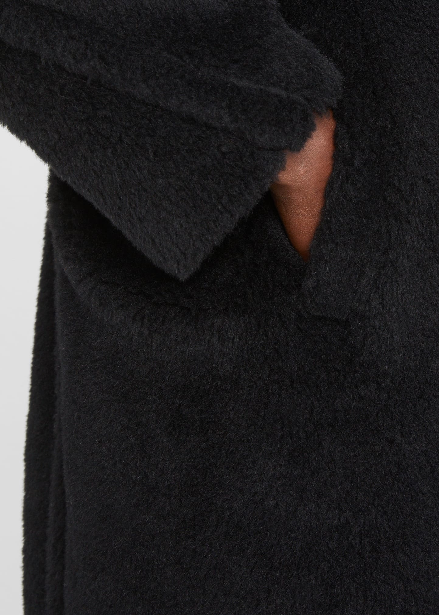 Alpaca-Silk Teddy Knit Coat, Black - 4