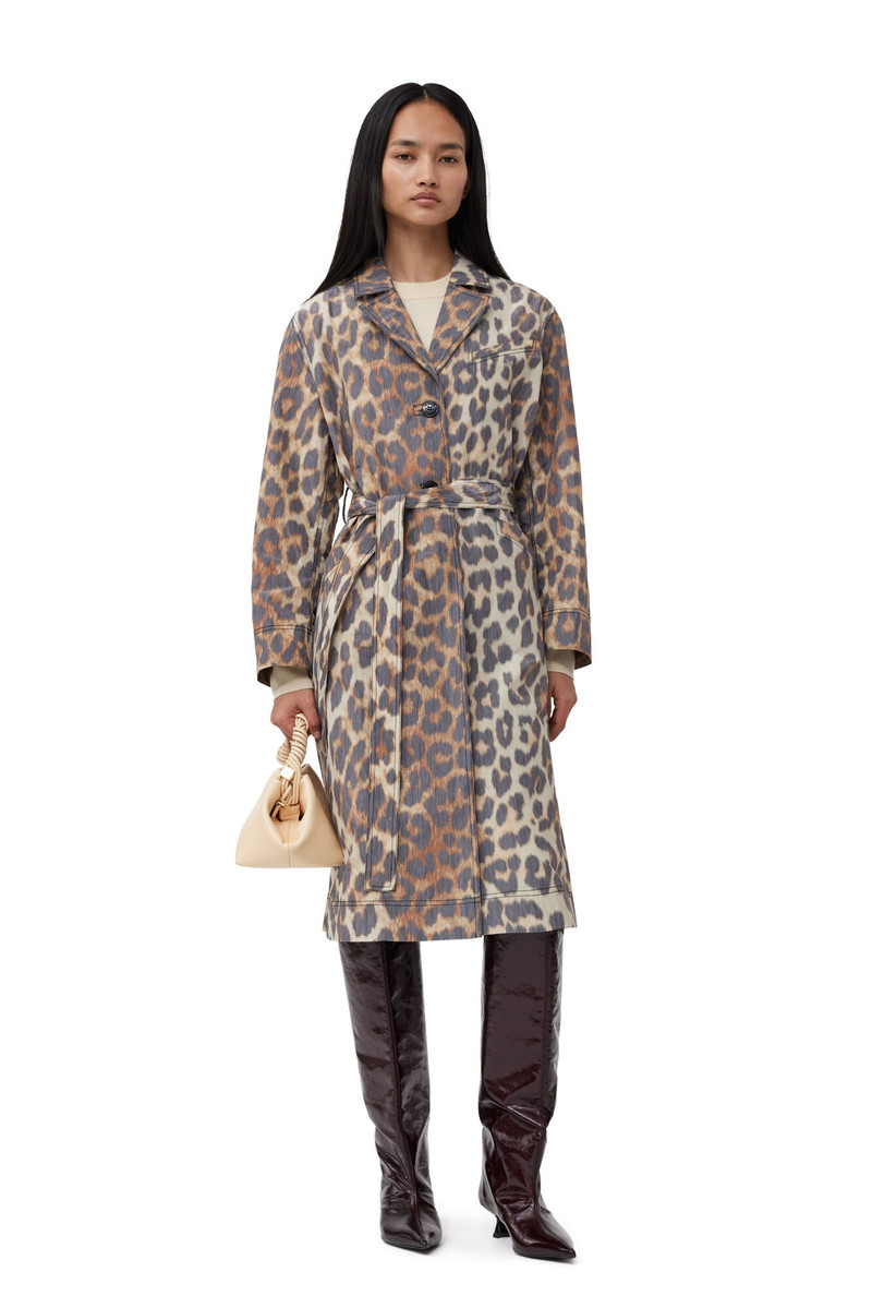 LEOPARD CRISPY SHELL BELT COAT 7