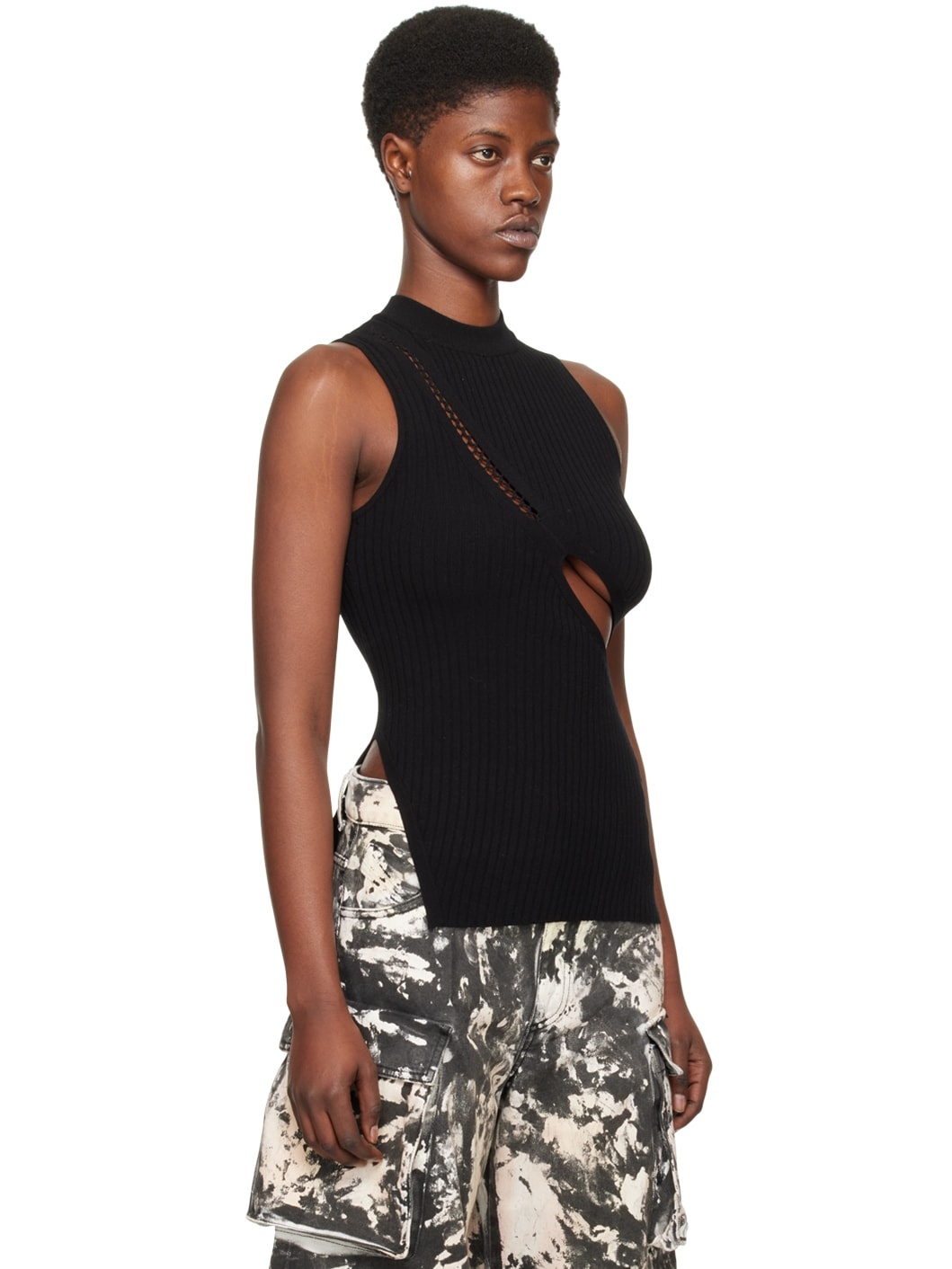 Black Cutout Tank Top - 2