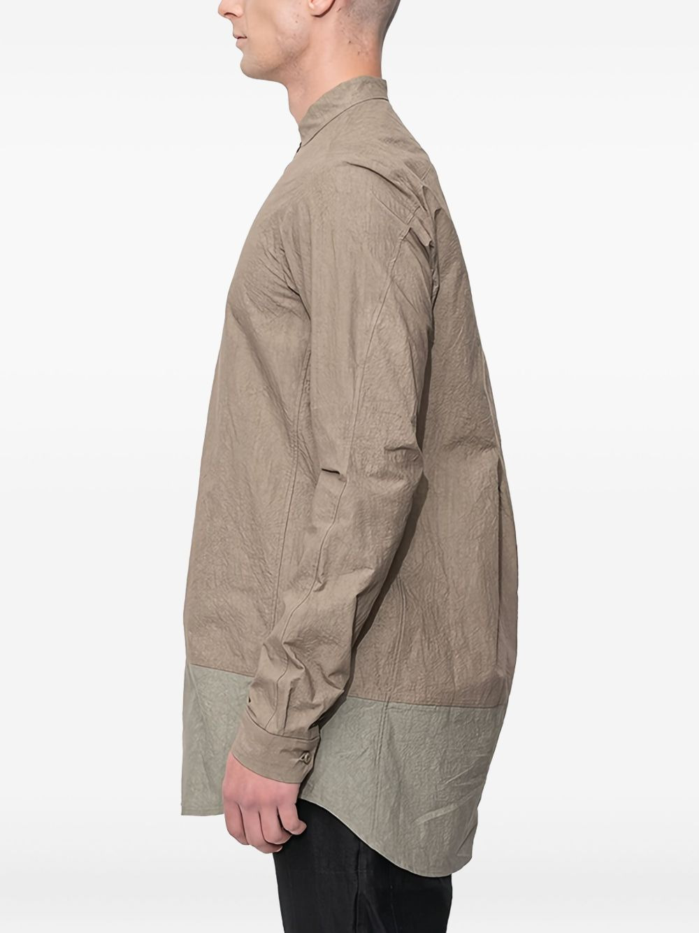 mandarin-collar panelled shirt - 2