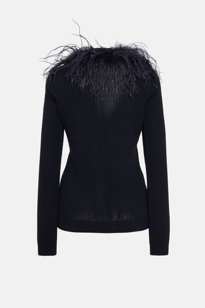 Alessandra Rich WOOL BLEND KNITTED CARDIGAN WITH FEATHERS outlook