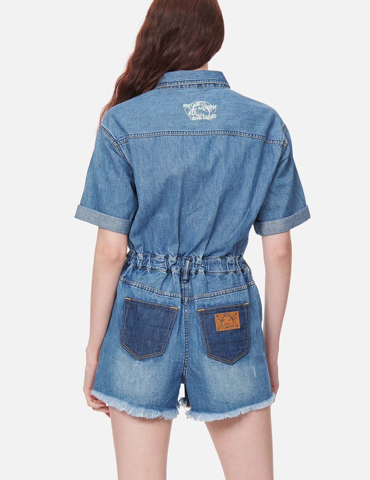 SEAGULL PRINT DENIM JUMPSUIT - 4