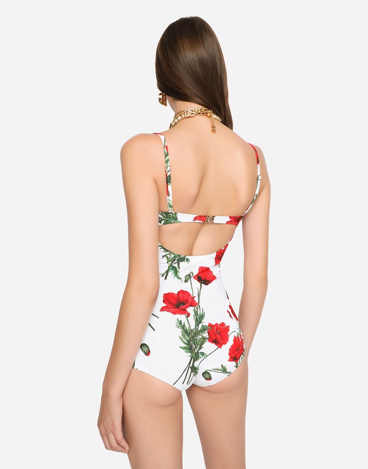 Poppy-print balconette one-piece swimsuit - 5