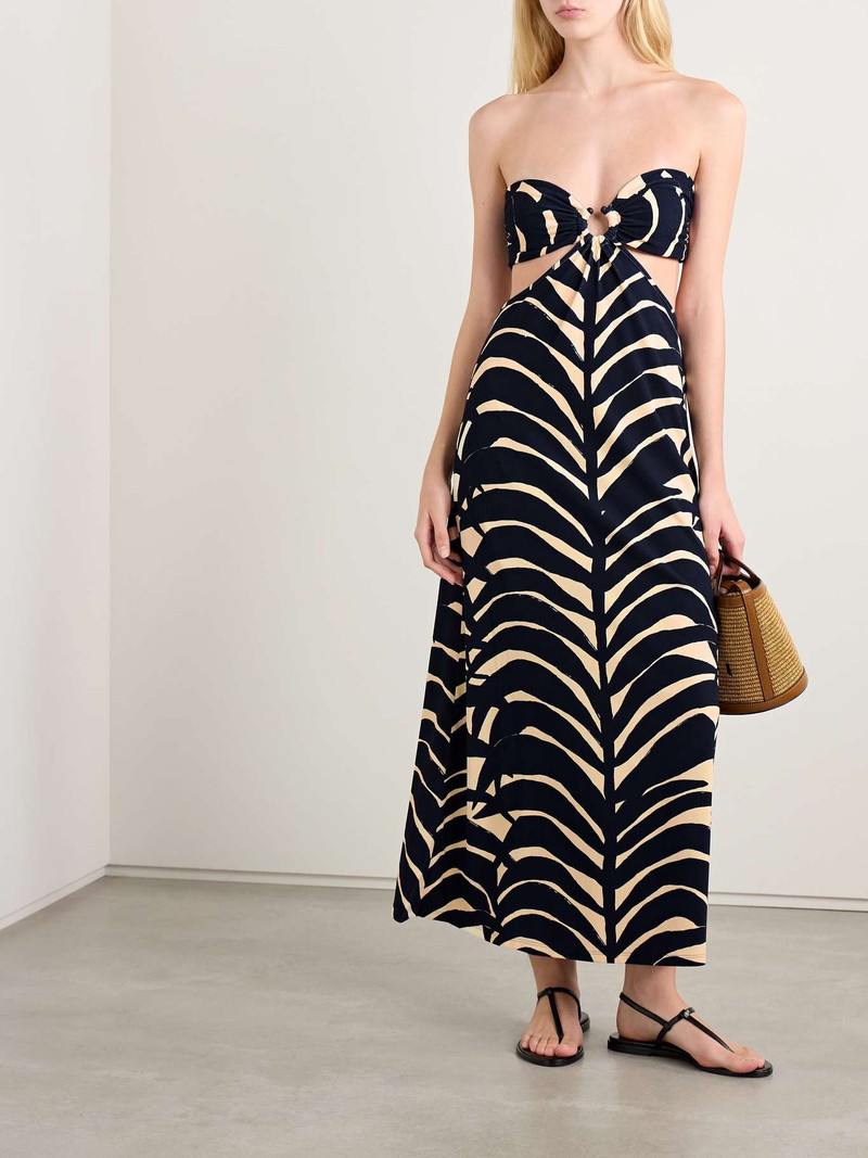 Johanna Ortiz Ocean Layers strapless cutout printed stretch-knit maxi dress Blue outlook